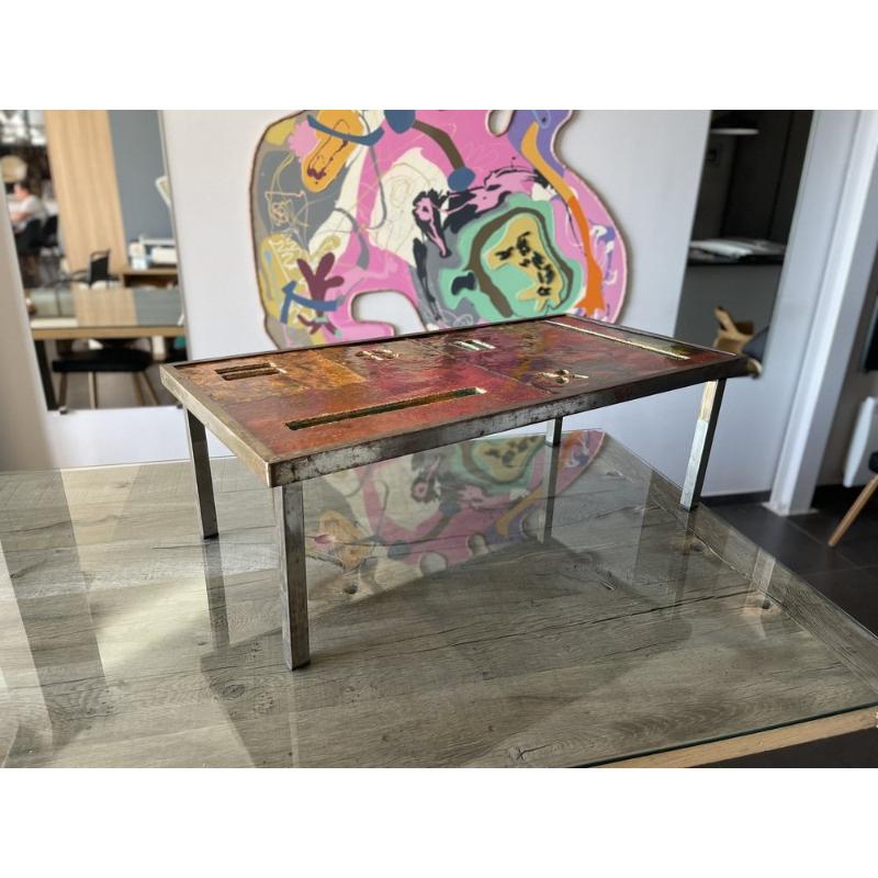 Ceramic Coffee Table in Lava Stone by Robert and Jean Cloutier Frères, 1950s For Sale 12