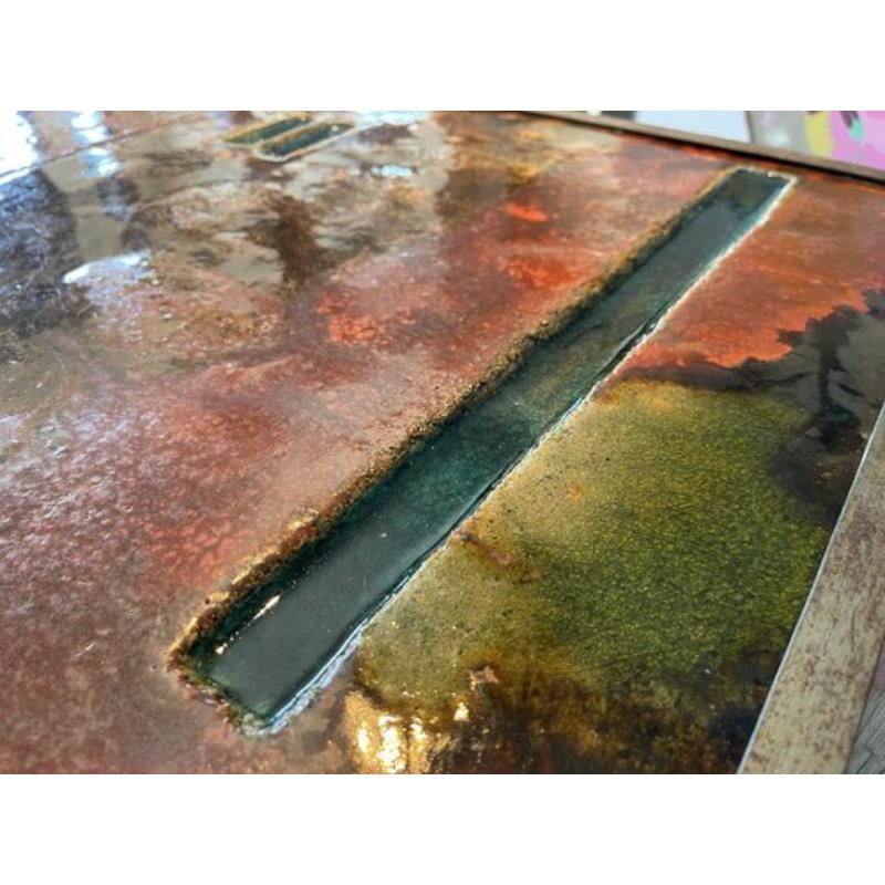 French Ceramic Coffee Table in Lava Stone by Robert and Jean Cloutier Frères, 1950s For Sale