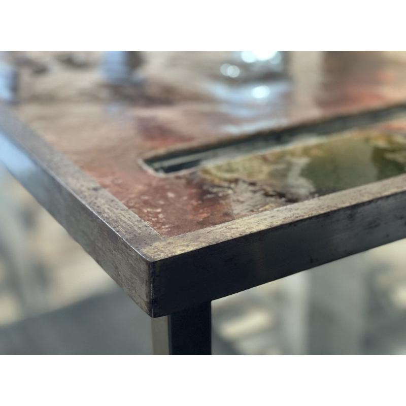 Ceramic Coffee Table in Lava Stone by Robert and Jean Cloutier Frères, 1950s In Excellent Condition For Sale In Andrézieux-Bouthéon, FR