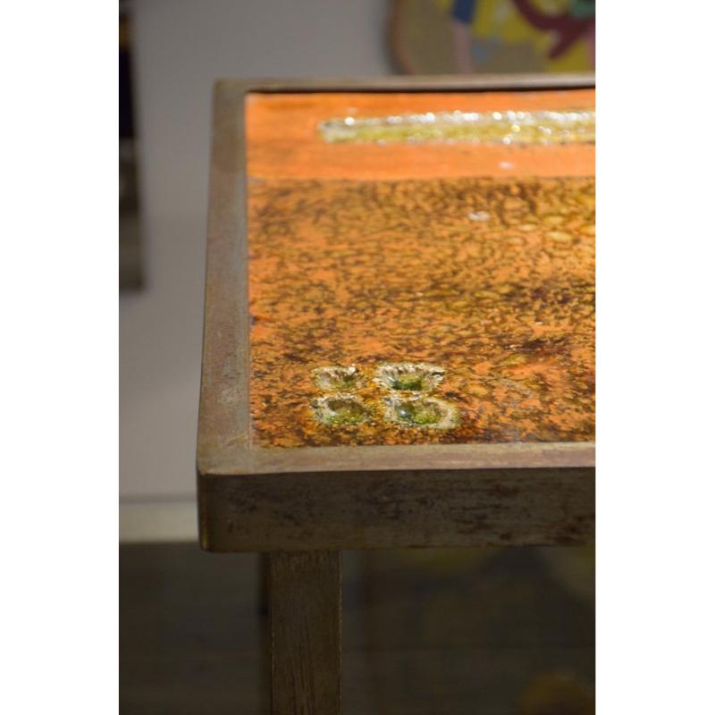 Table basse en céramique et pierre de lave par Robert et Jean Cloutier Frères en vente 5