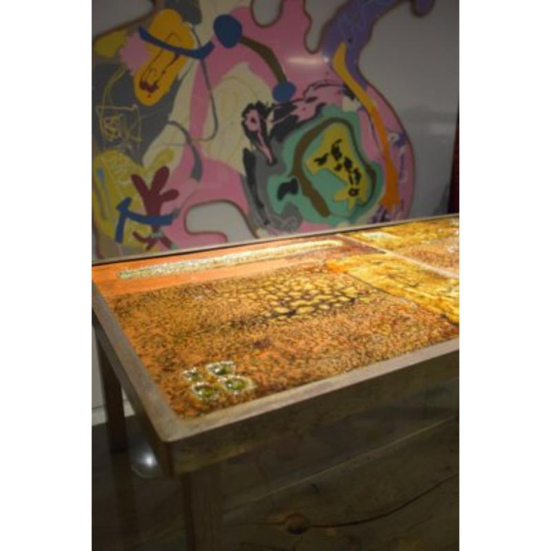 Français Table basse en céramique et pierre de lave par Robert et Jean Cloutier Frères en vente