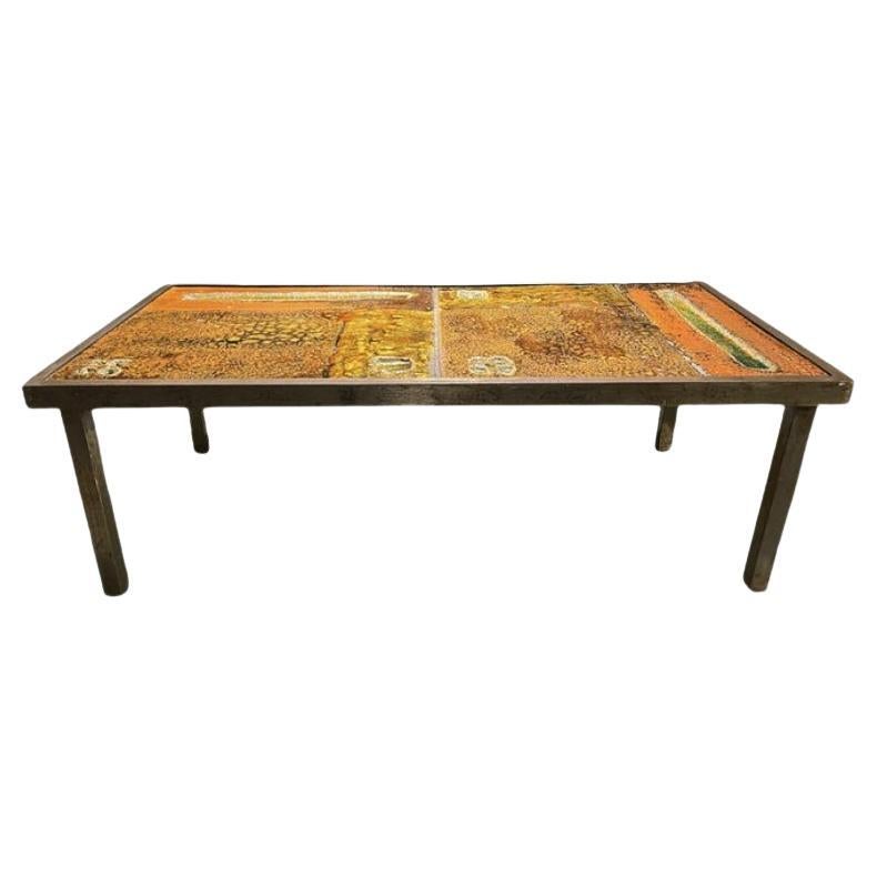 Ceramic Coffee Table in Lava Stone by Robert and Jean Cloutier Frères