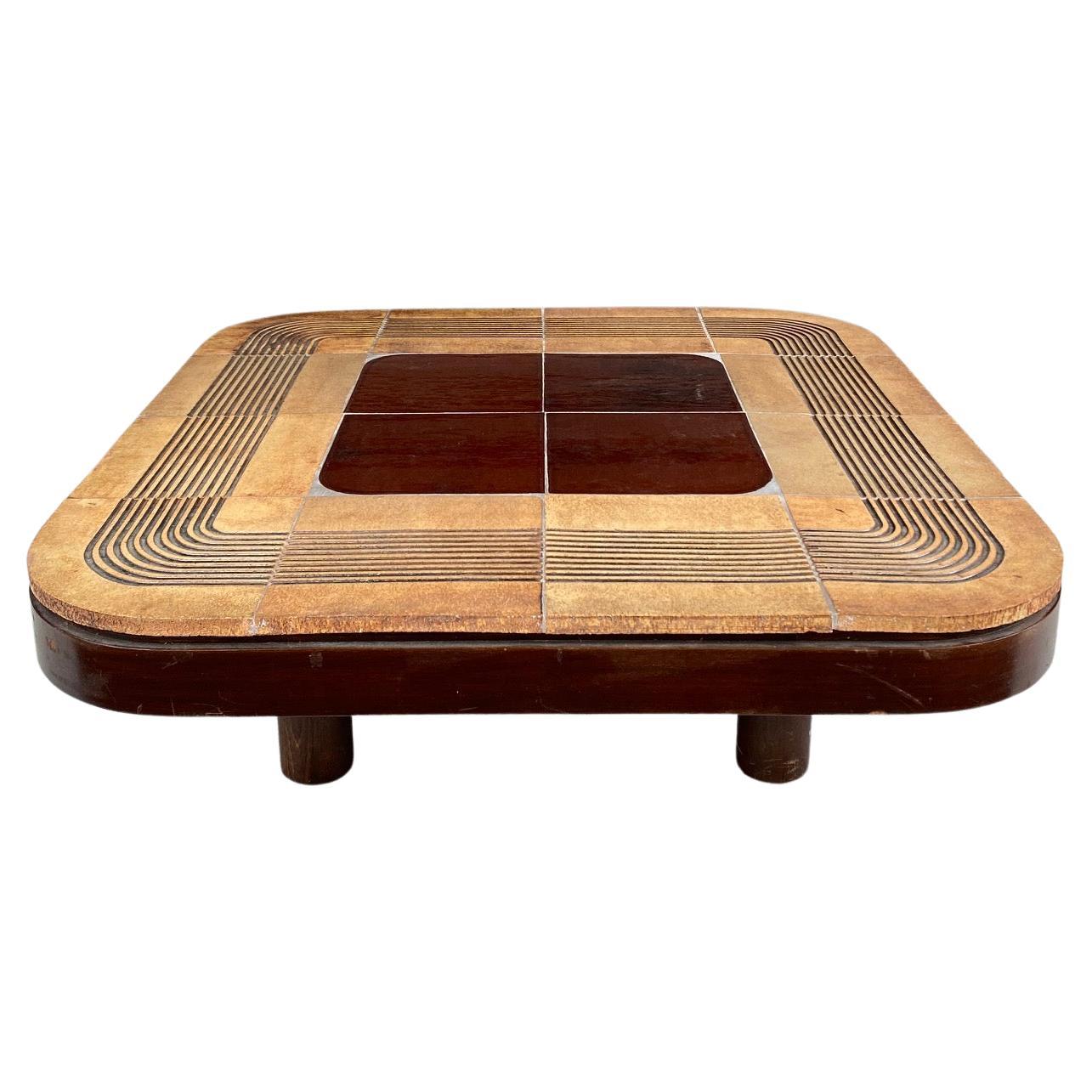 Roger Capron Large Ceramic and Metal Ellipses Coffee Table, 1955 For ...
