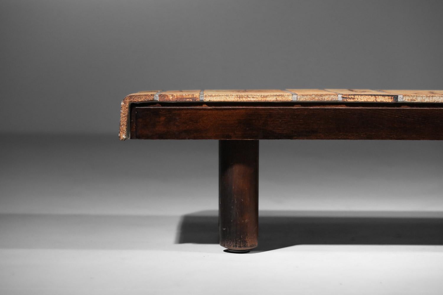 Milieu du XXe siècle Table basse rectangulaire vallauris française Roger Capron herbier en vente