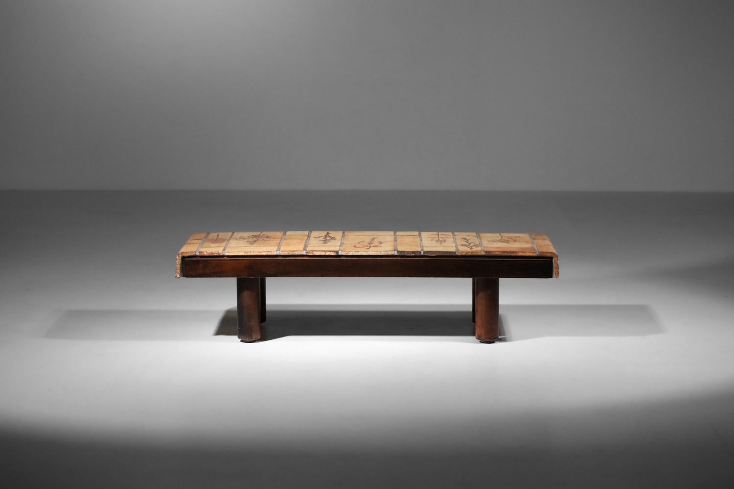 Table basse rectangulaire vallauris française Roger Capron herbier en vente 1