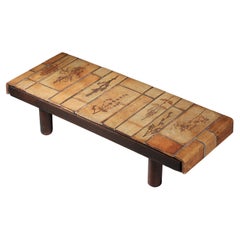 Tavolino in ceramica Roger Capron herbier rectangular Vallauris Francese