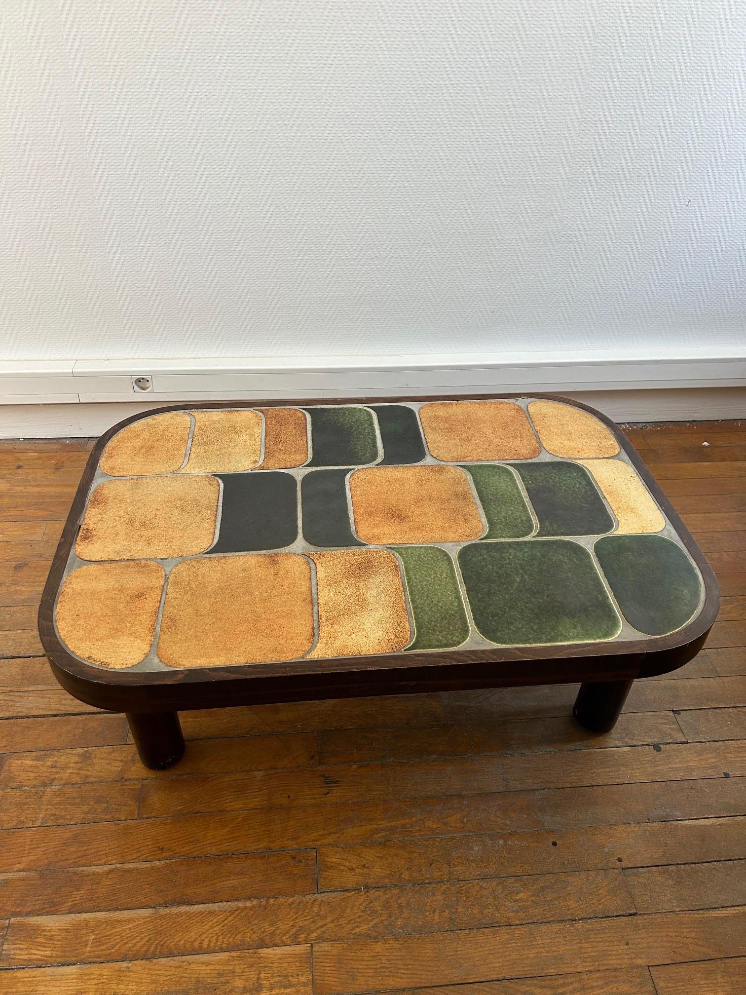Small Shogun coffee table by Roger Capron
Ceramic top and wood feet - rare with this material
1960's