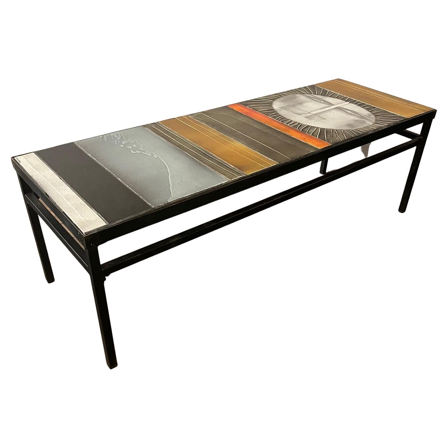 Ceramic Coffee Table "Soleil" by Roger Capron, Vallauris, France, 1960s For Sale