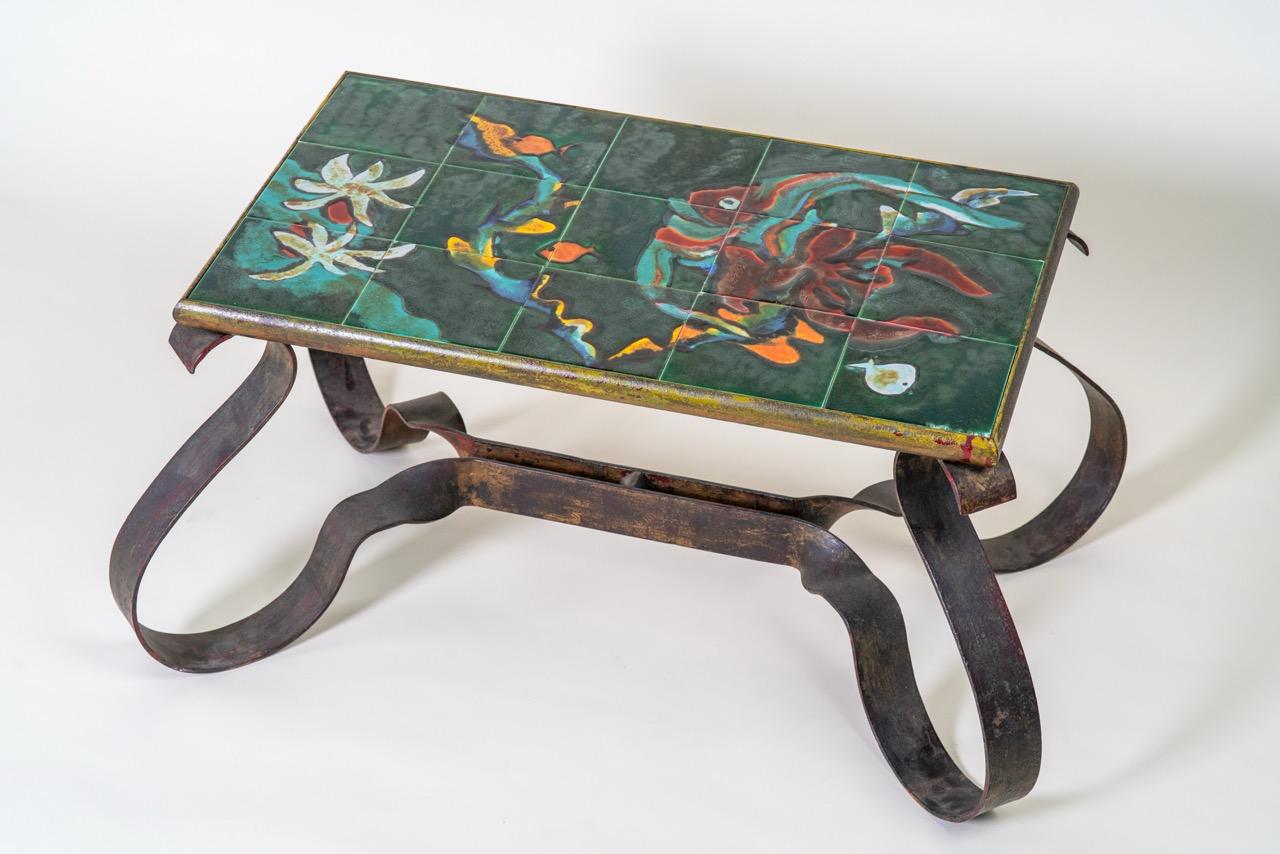 Glazed Ceramic Coffee Table Vintage For Sale