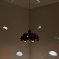 Ceramic Cognac Blue Ceramic Pendant Light, Denmark, 1970