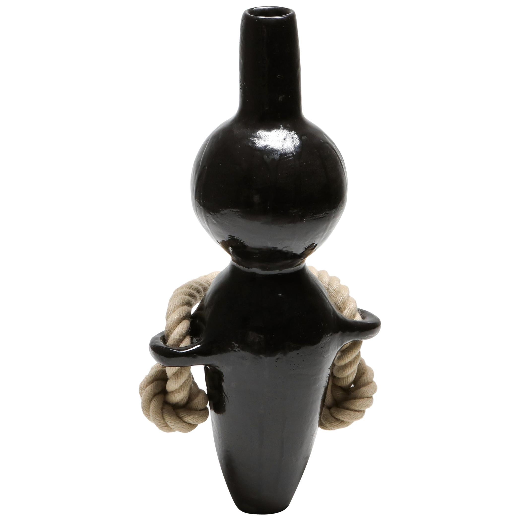 Ceramic Collectible Design Vase with Rope Detail by Harvey Bouterse