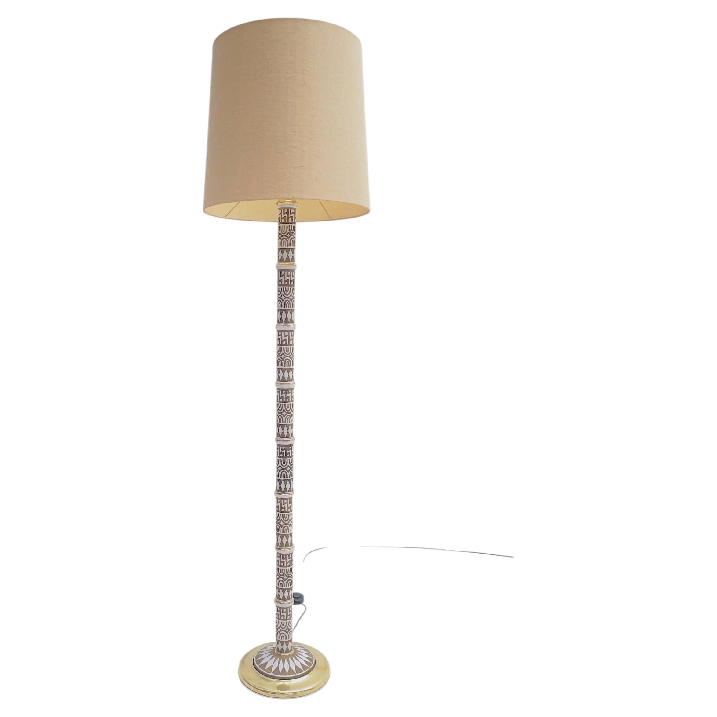 Lampada da terra a collettore in ceramica di Ugo Zaccagnini