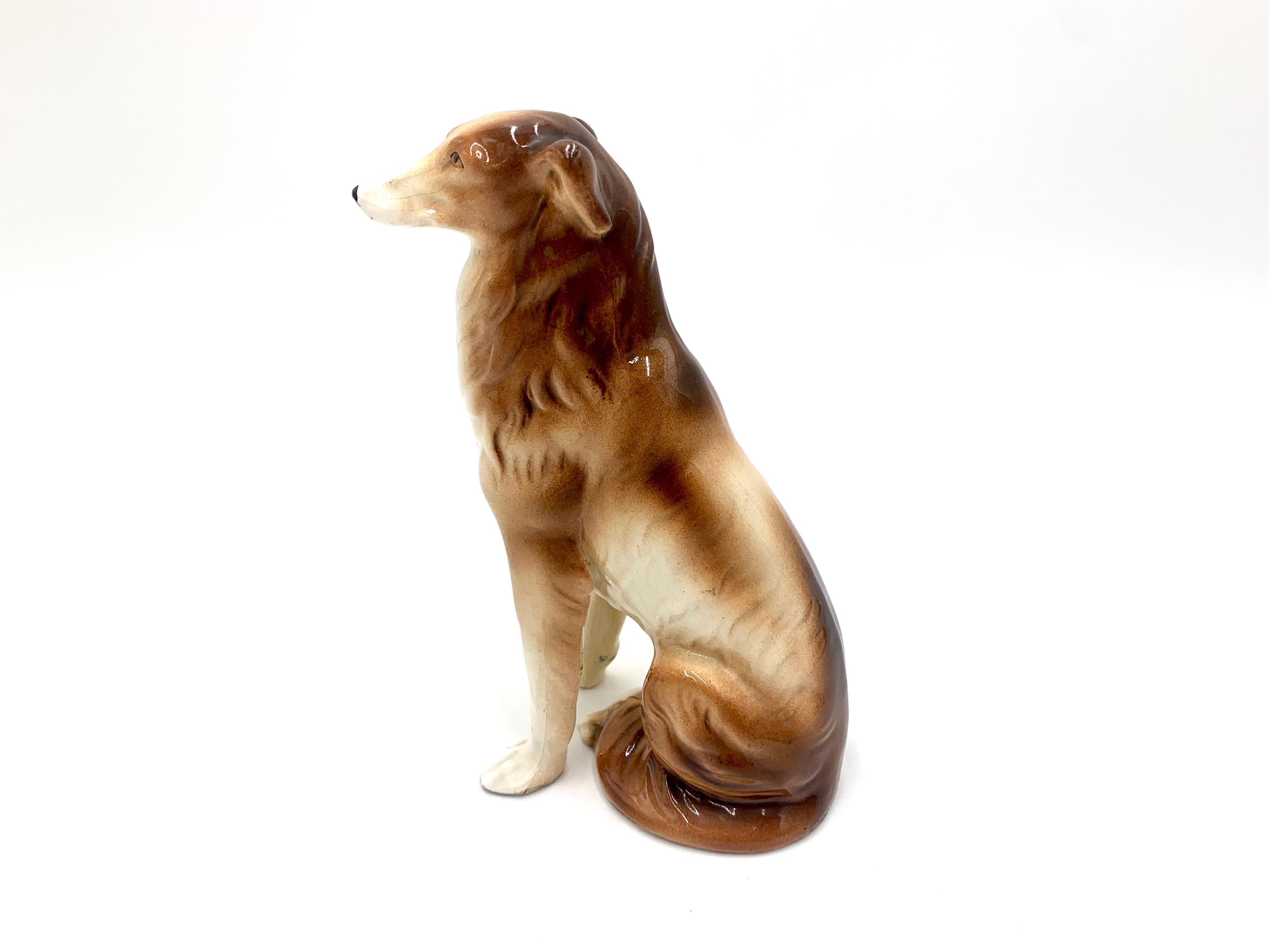 Ceramic Collie Dog Figurine In Good Condition For Sale In Chorzów, PL