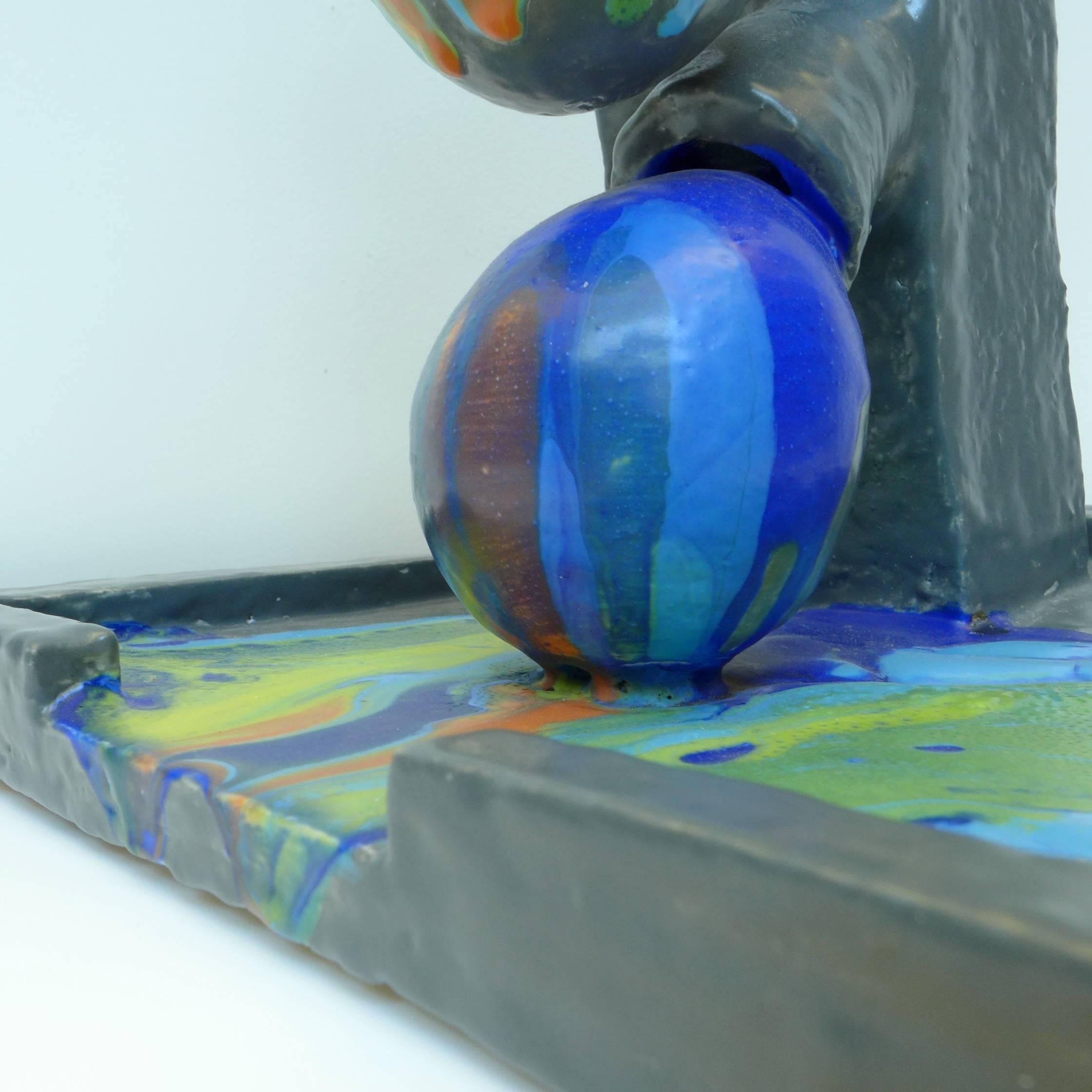 Dutch Ceramic Color Flow Sculpture by Mark Hosking For Sale