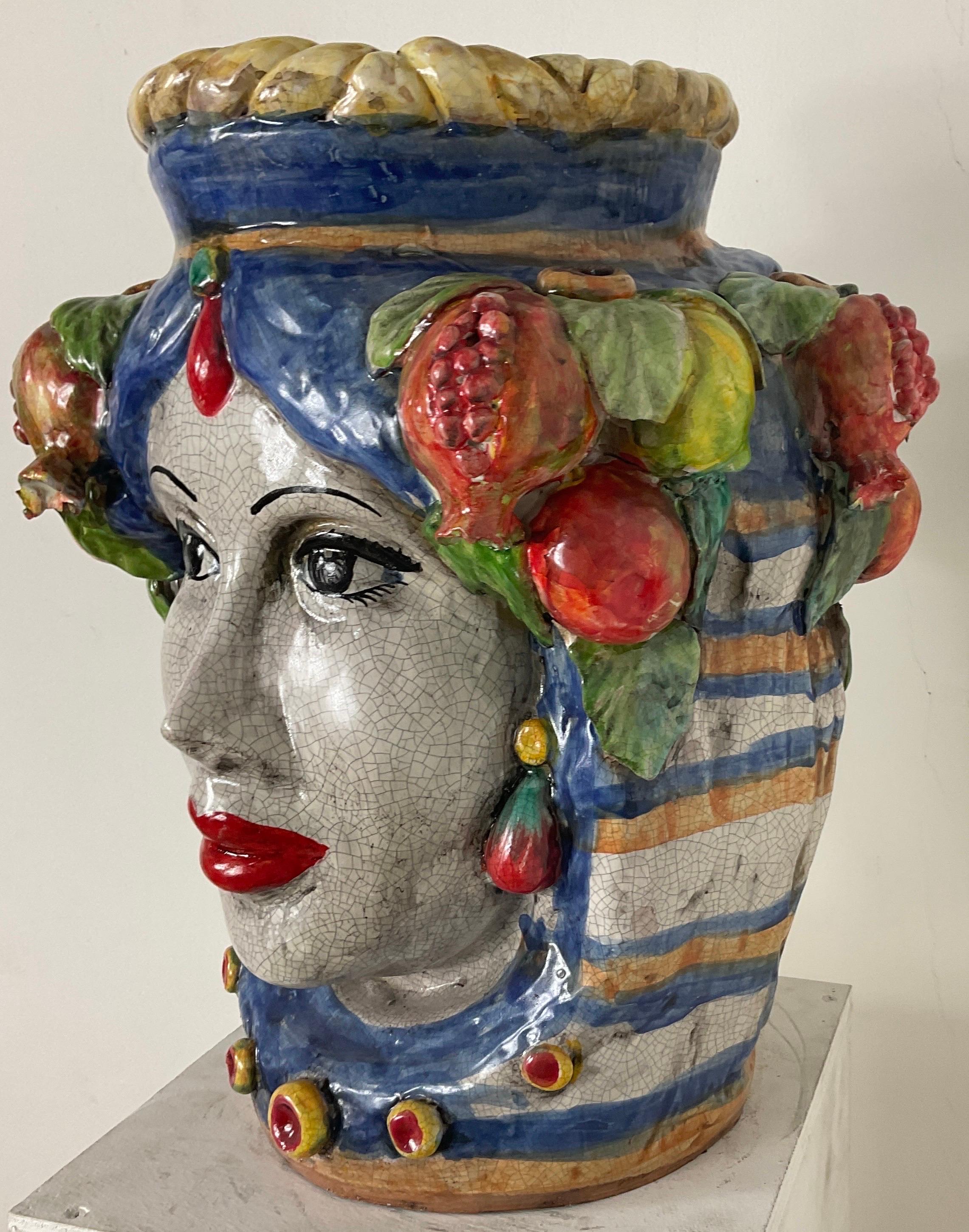 Ceramic coloured Caltagirone head 5