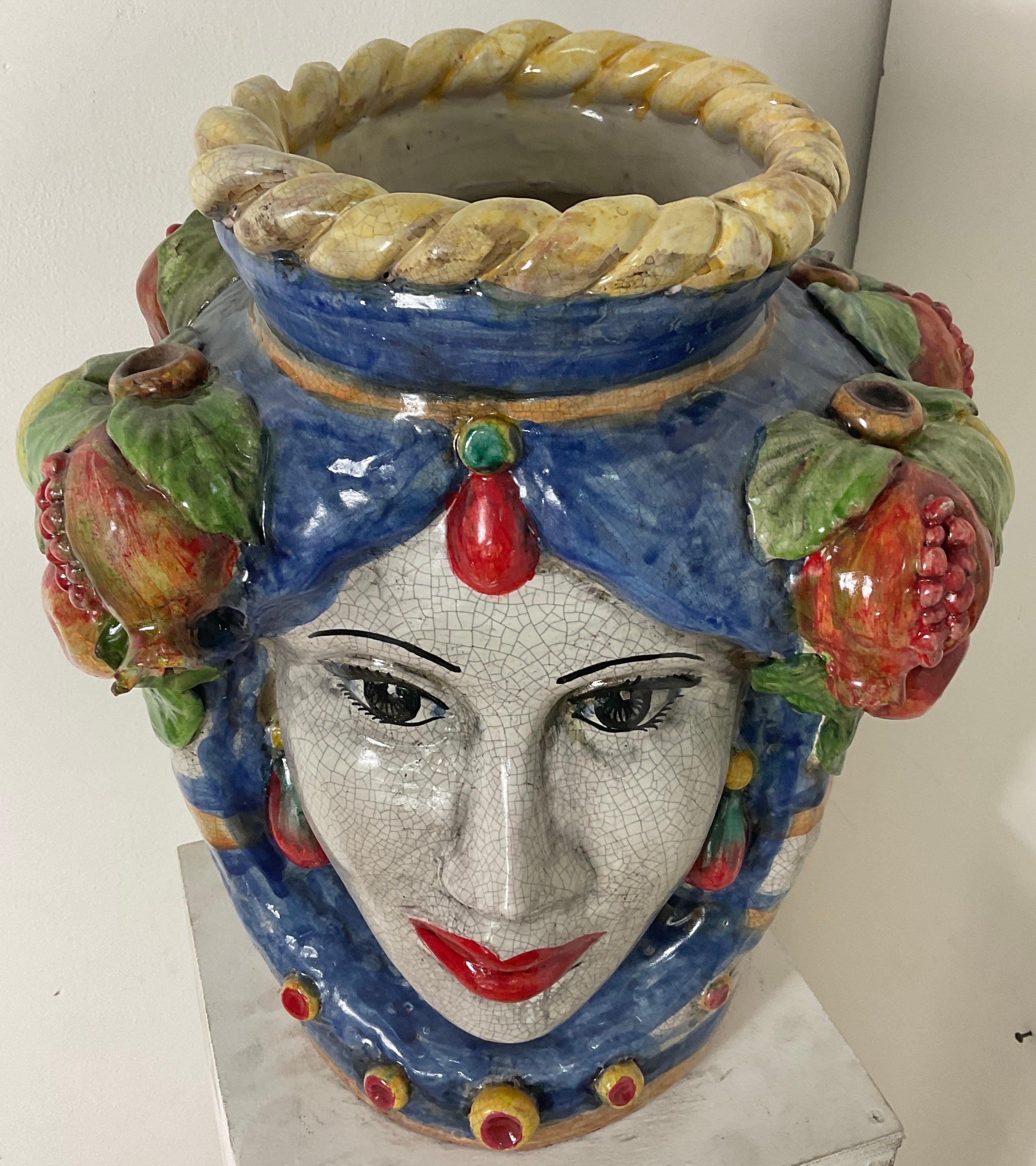 Ceramic coloured Caltagirone head 10