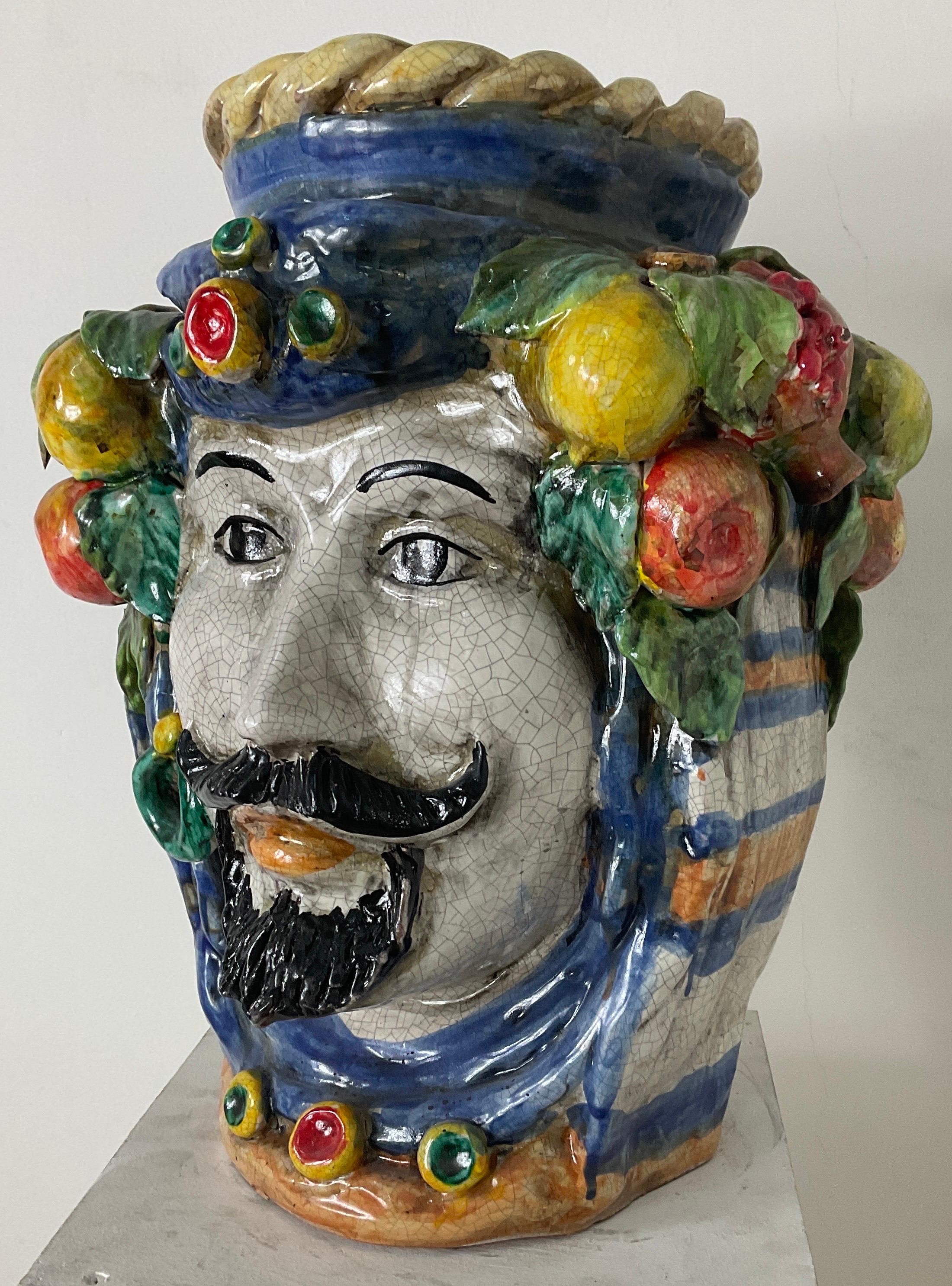Italian Ceramic coloured Caltagirone head