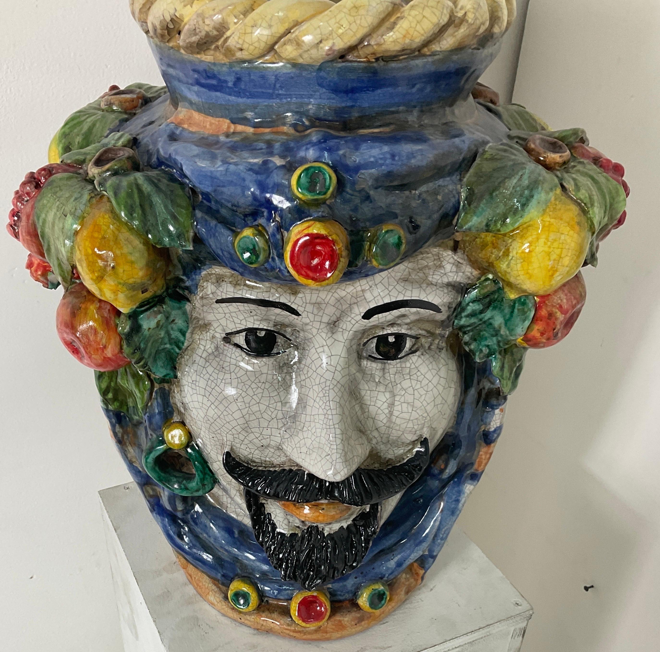 Contemporary Ceramic coloured Caltagirone head