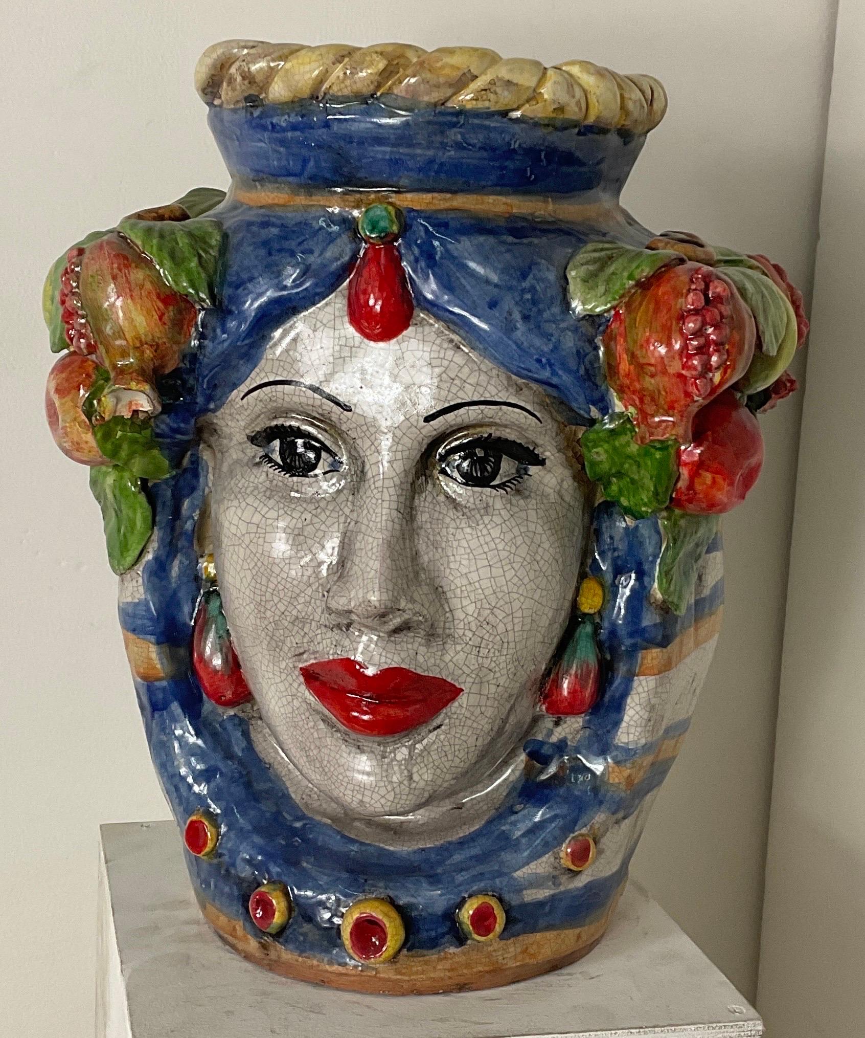 Ceramic coloured Caltagirone head 2