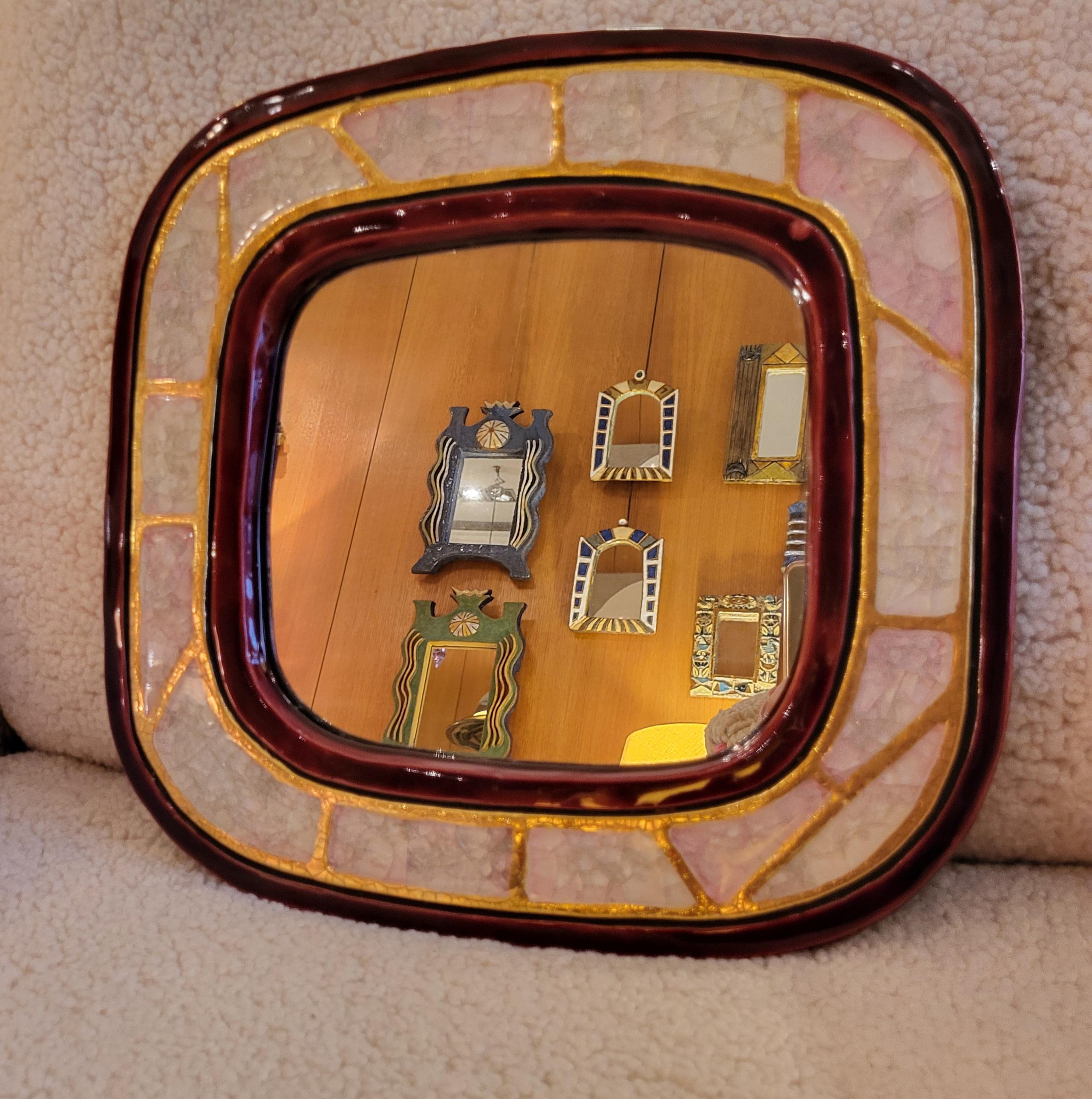 Modern Ceramic Constructivist mirror by Mithé Espelt, France, 1960's For Sale