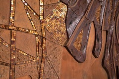 Ceramic Copper & Mosaic Glass Abstract Wall Sculpture by Adell Clifford