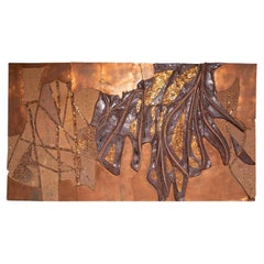 Ceramic Copper & Mosaic Glass Abstract Wall Sculpture by Adell Clifford