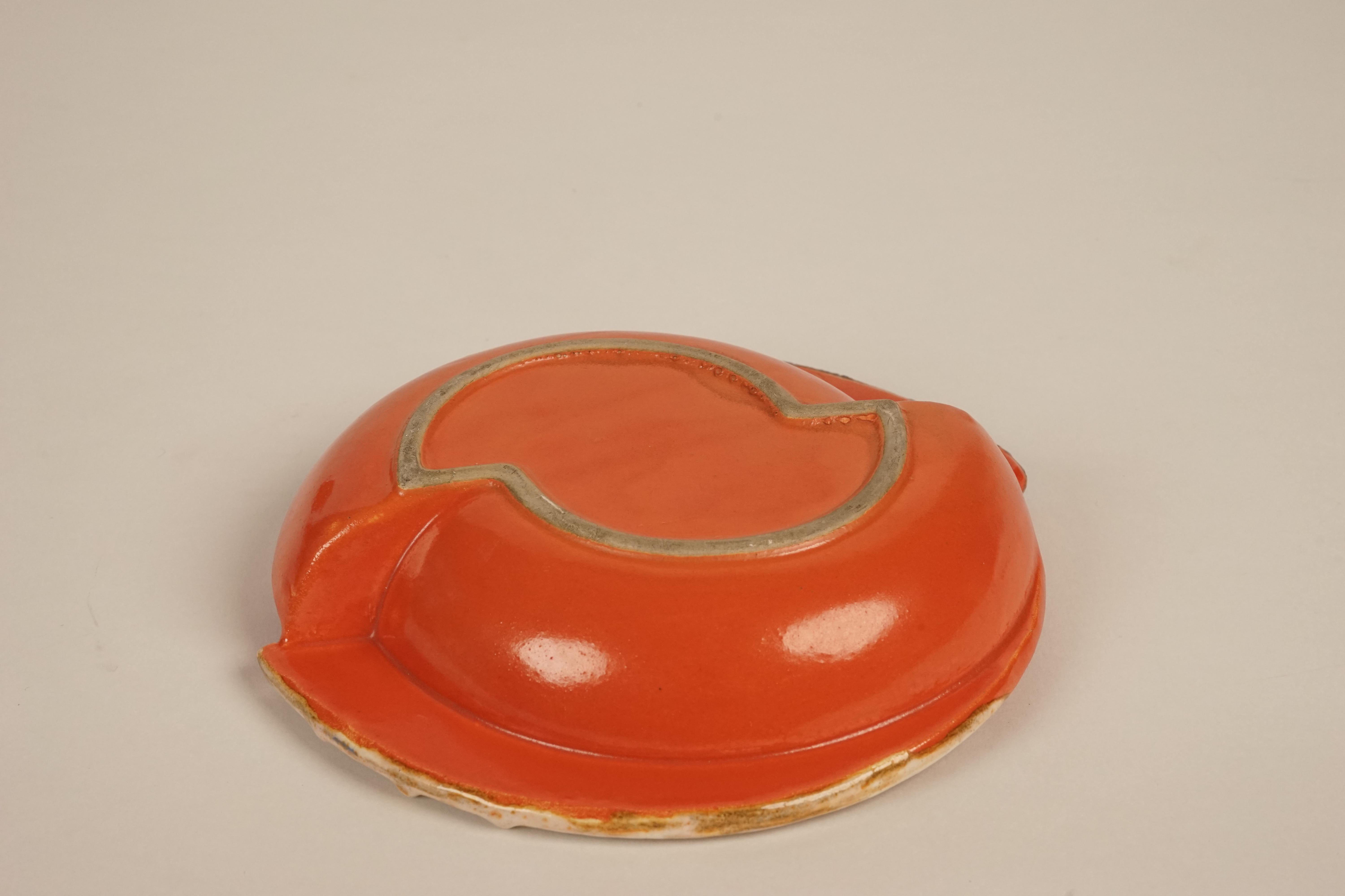 Czech Ceramic Coral Coloured Pipe-Ashtray from 1930s, in Cabana Style For Sale