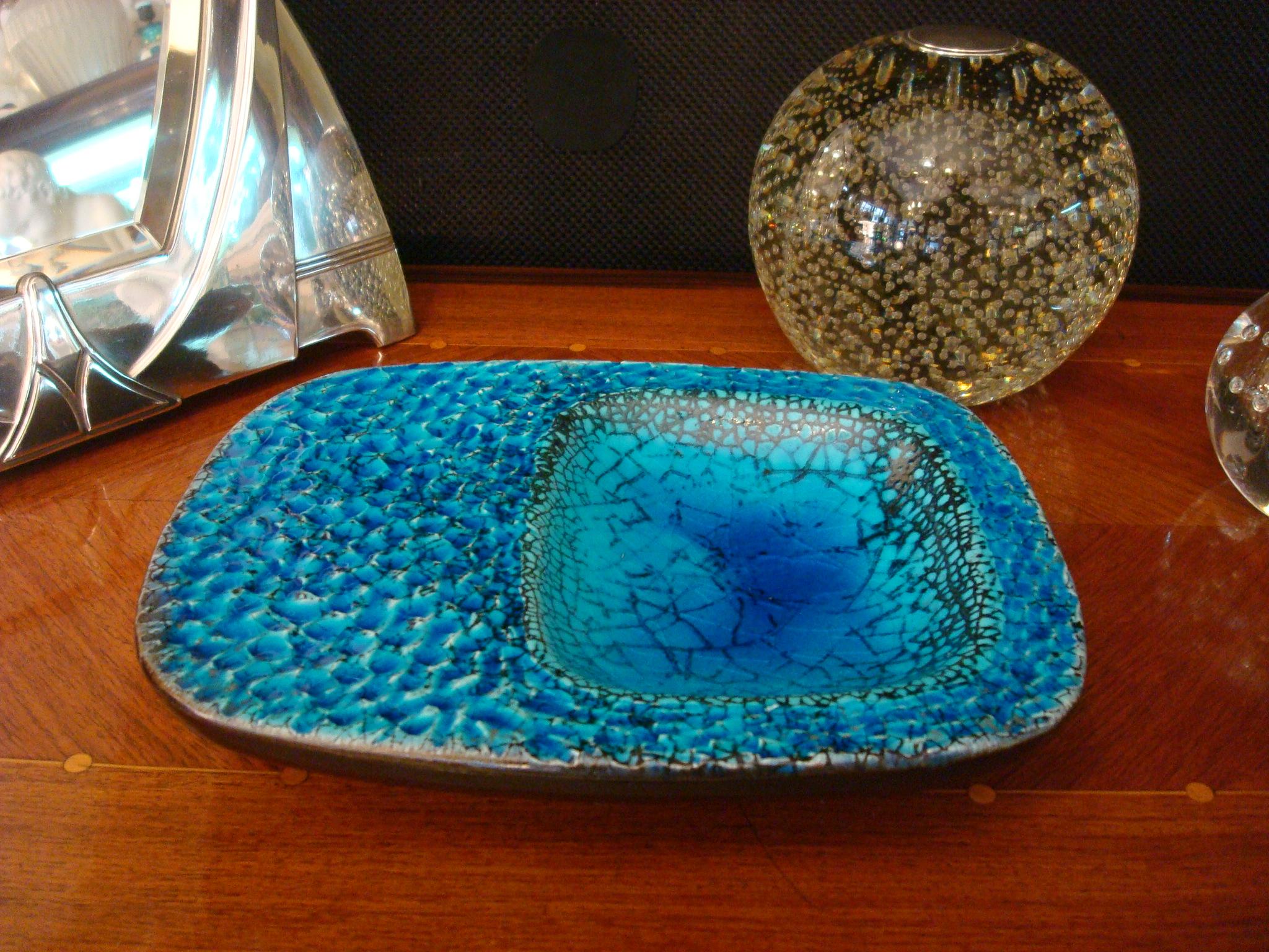 Glazed Ceramic Coupe Cendrier or Ashtray in the Style of Georges Jouve, France, 1960s