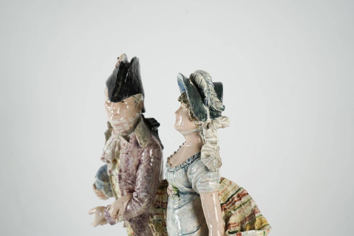 Ceramic Couple Representing Two Incredibles, circa 1900 1