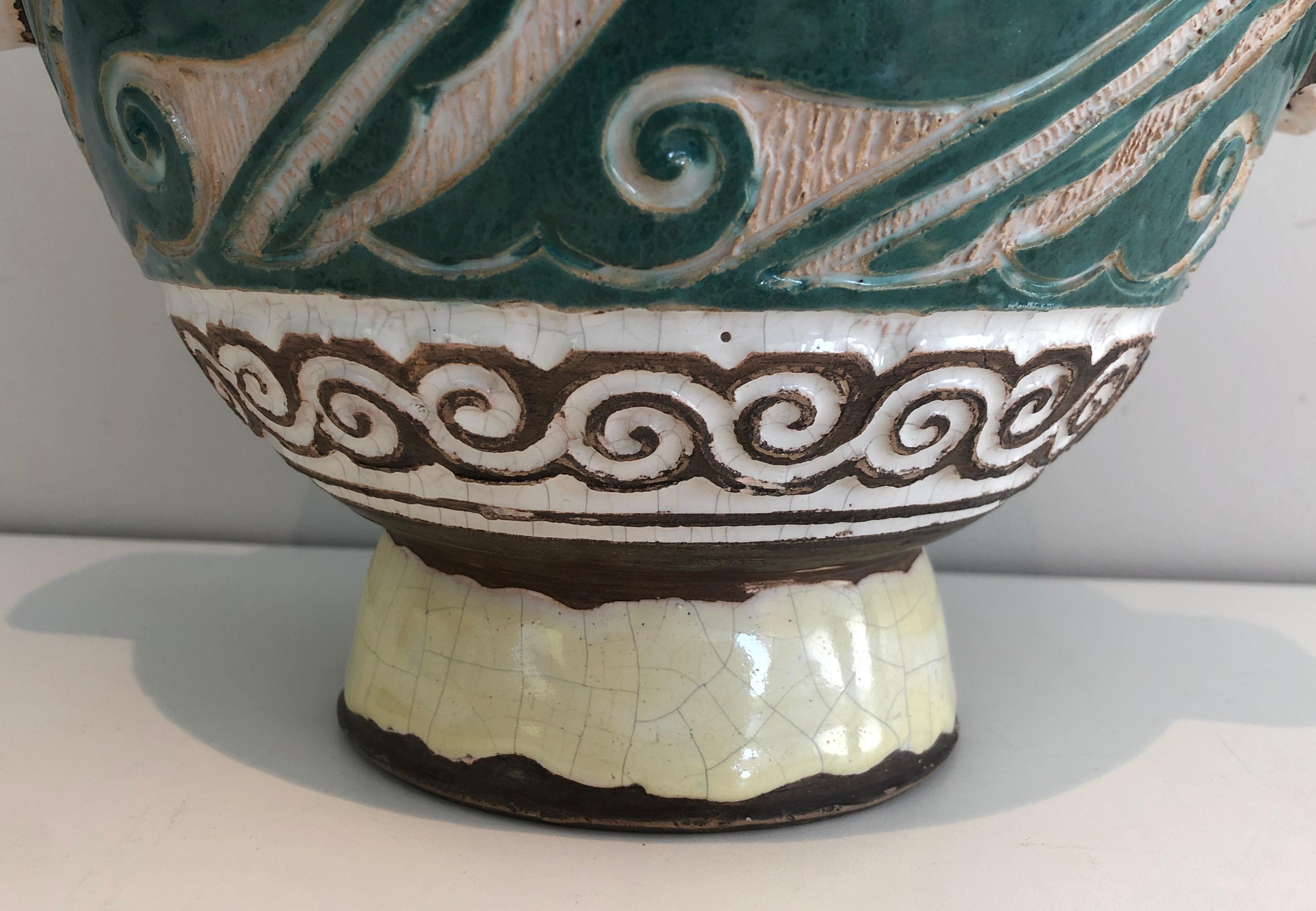 Ceramic cover pot signed Paul Dordet (1896-1996). French work. Circa 1970 For Sale 3