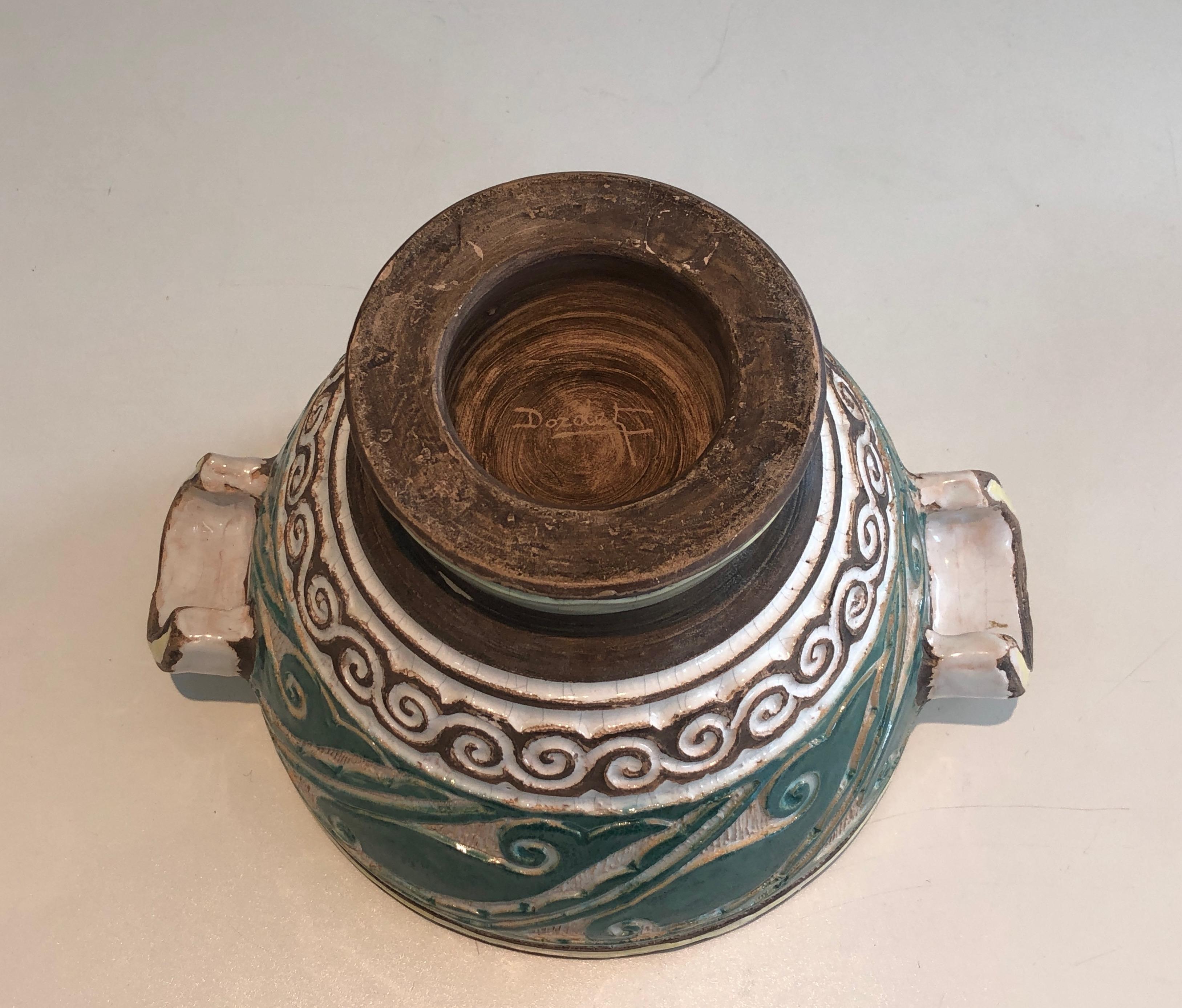 Ceramic cover pot signed Paul Dordet (1896-1996). French work. Circa 1970 For Sale 4