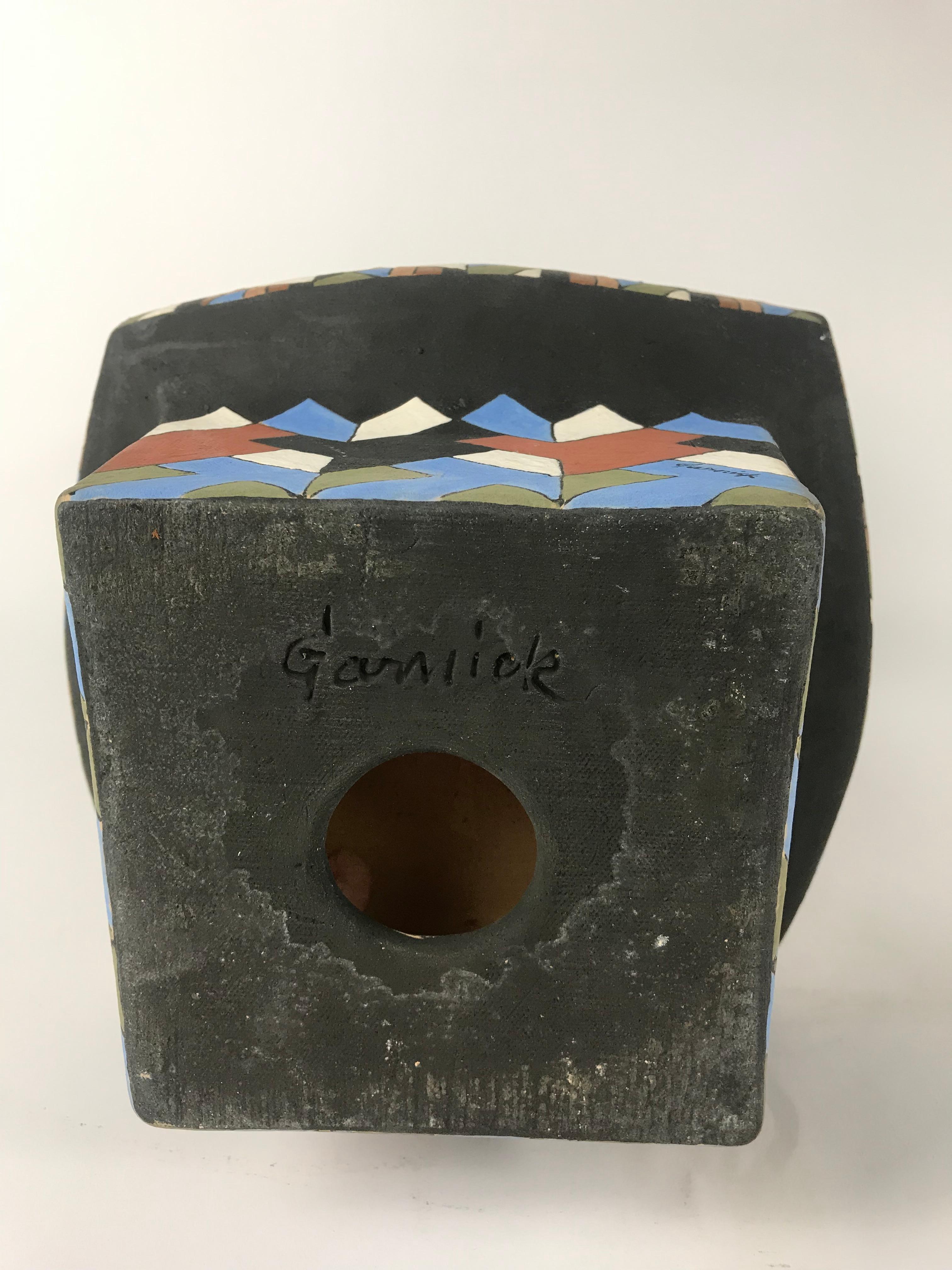Ceramic Covered Cubist Vase/Pot by Phillip and Marilyn Garnick 4
