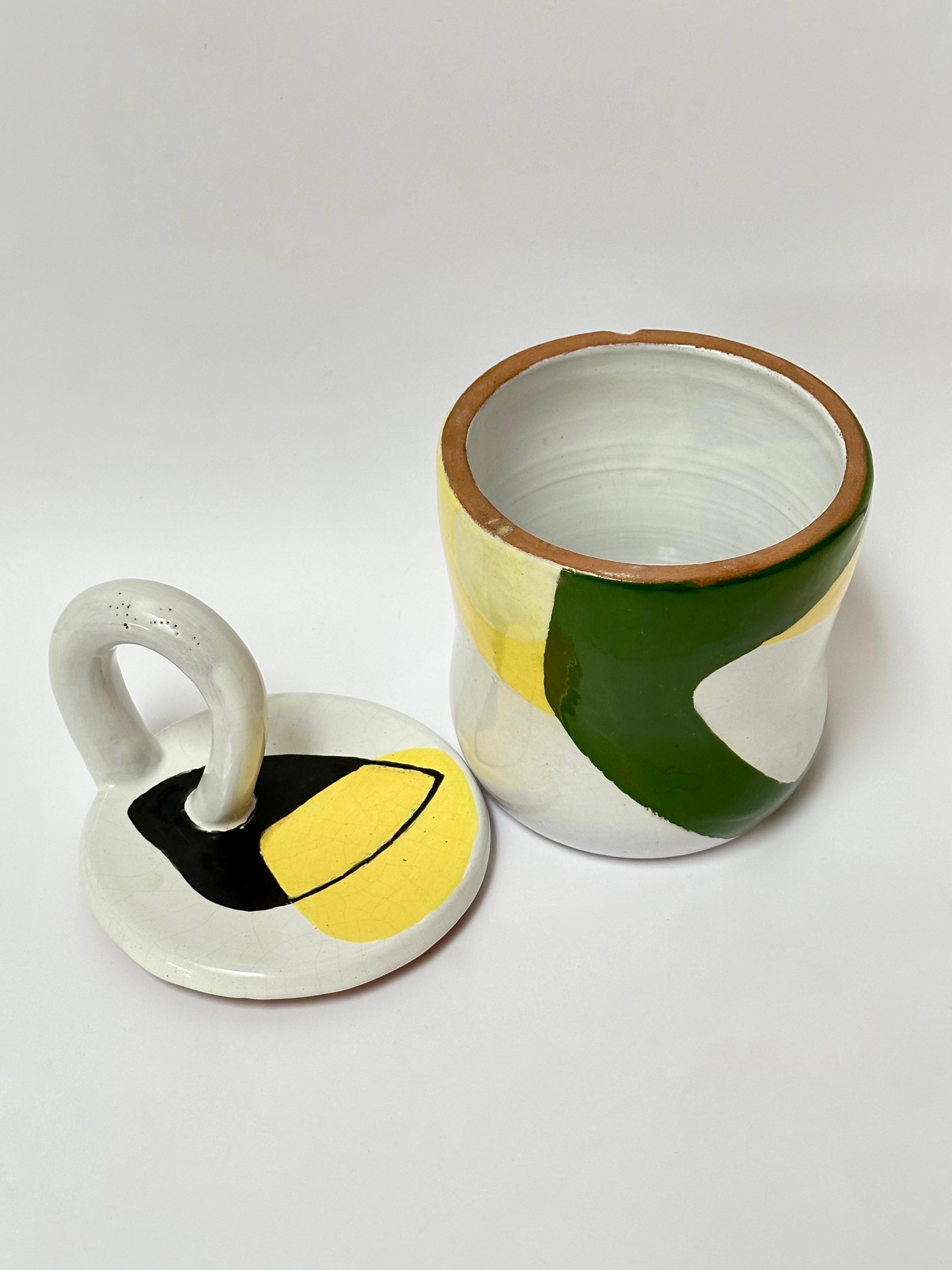 Français Pot couvert en céramique, Jean Mégard, Biot 1952 en vente
