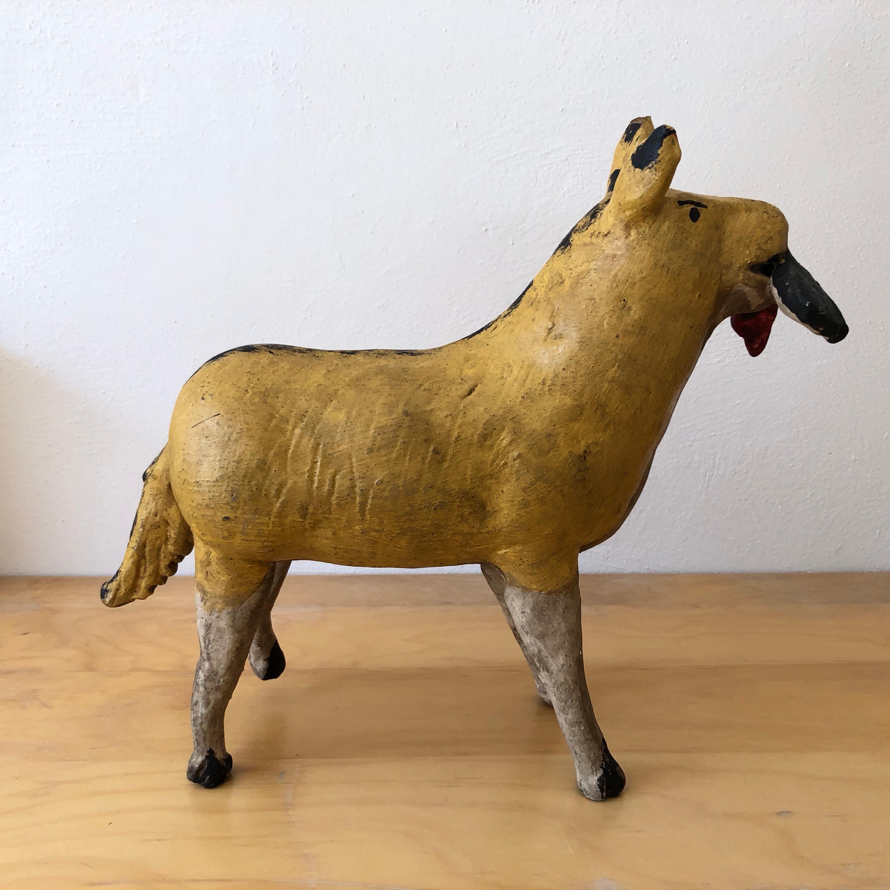 Folk Art Ceramic Coyote Piggy Bank from Mexico