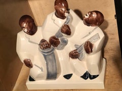 Ceramic Craquelé Black Jazz Band by Pierre Blanc Cubist Art Deco