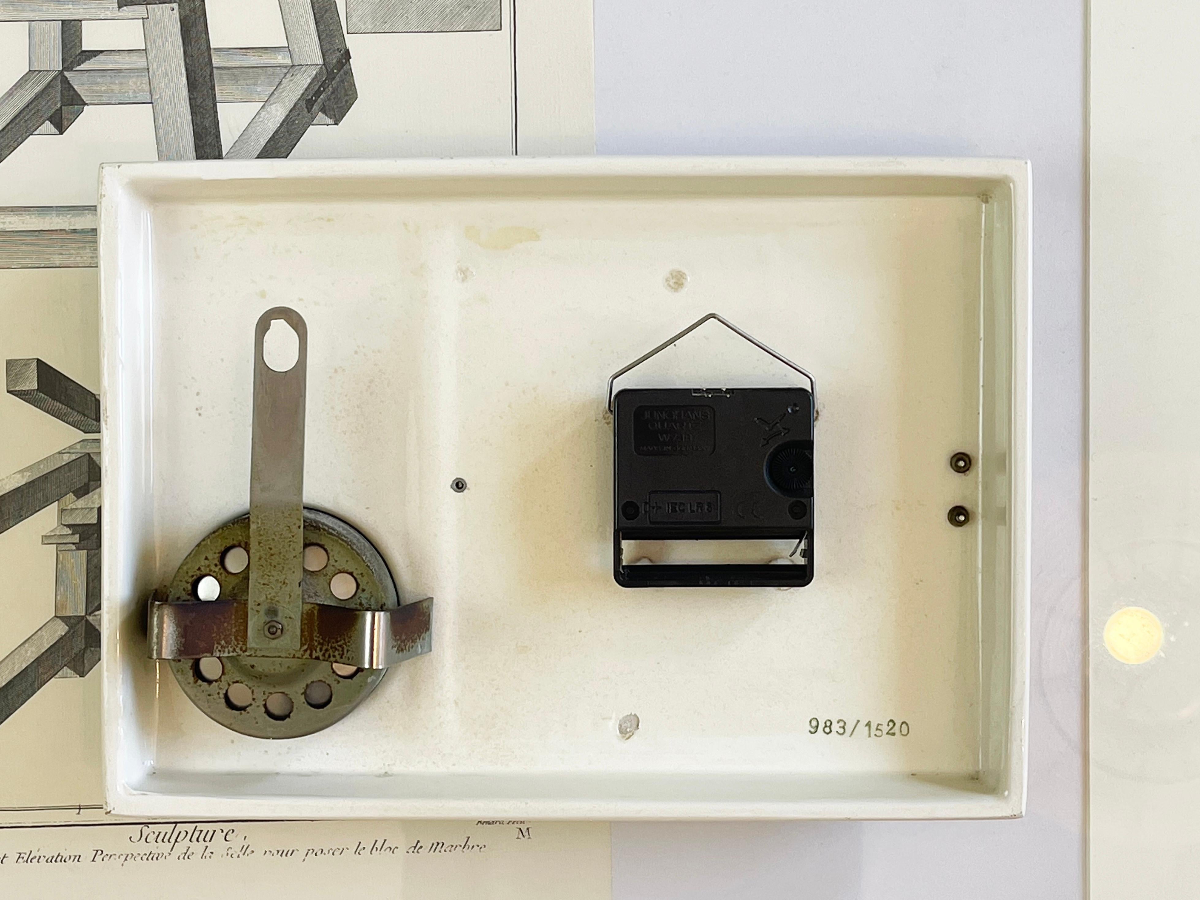Keramik-Wanduhr für die Küche in Creme und Grau von Diehl & Junghans, 1950er Jahre, Deutschland (Maschinell gefertigt)