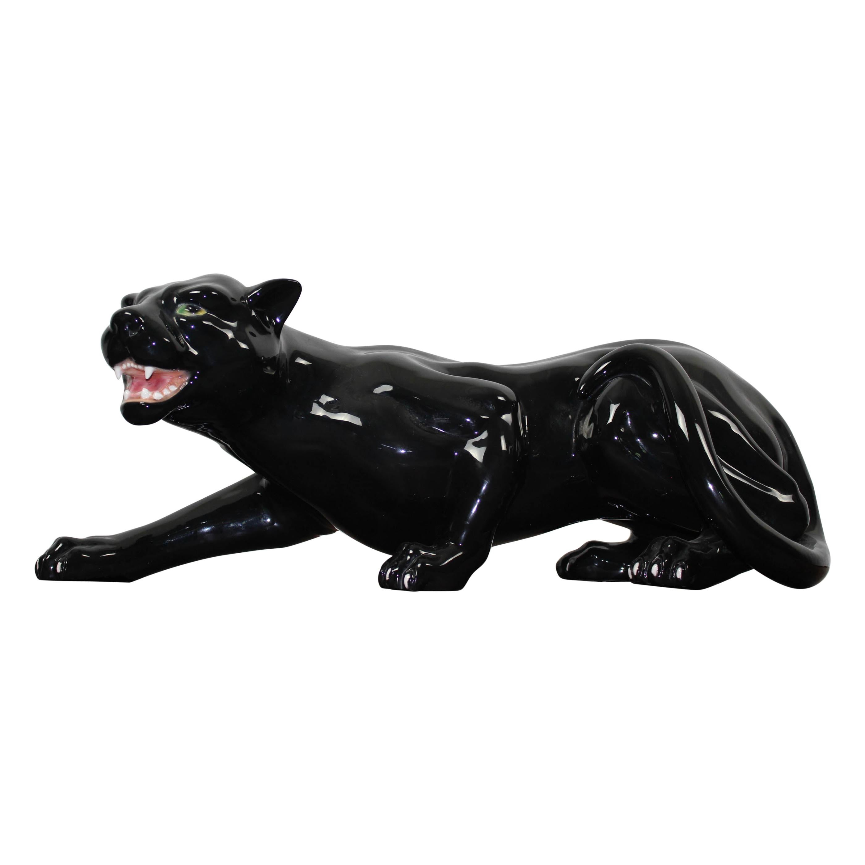 Ceramic Creeping Black Panther, 1970s