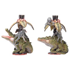 Ceramic Crocodile Candle Holders , hand made in South Africa