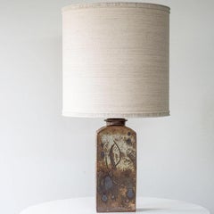 Keramikwürfel-Stehleuchte mit natürlichem Schirm von R. Houben