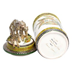 Ceramic Cylinder Cheetah Vase, hand made in South Africa