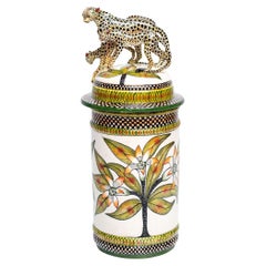 Ceramic Cylinder Cheetah Vase, hand made in South Africa