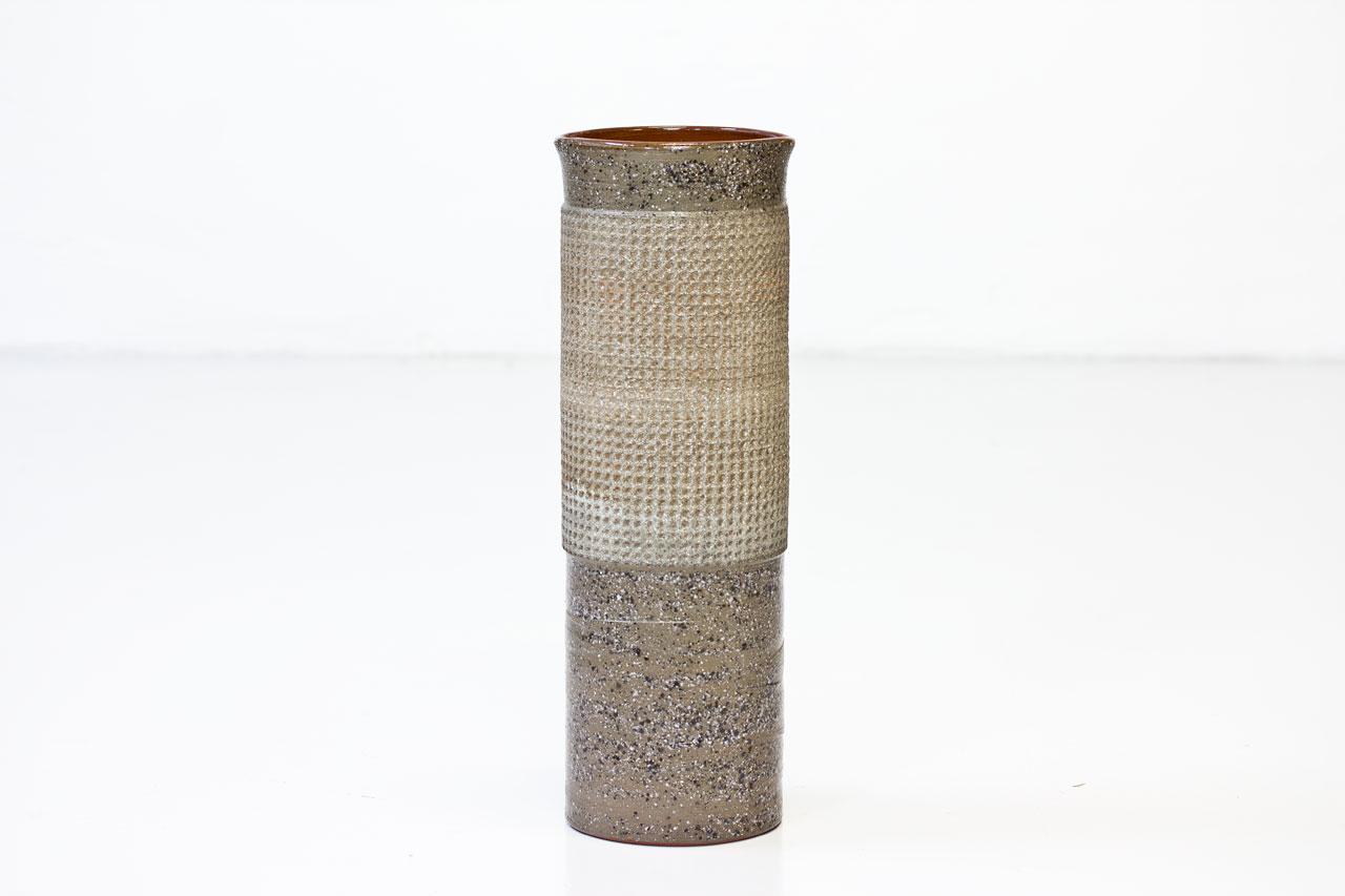 Scandinavian Modern Ceramic Cylindrical Floor Vase by Thomas Hellström for Nittssjö, Sweden, 1960s