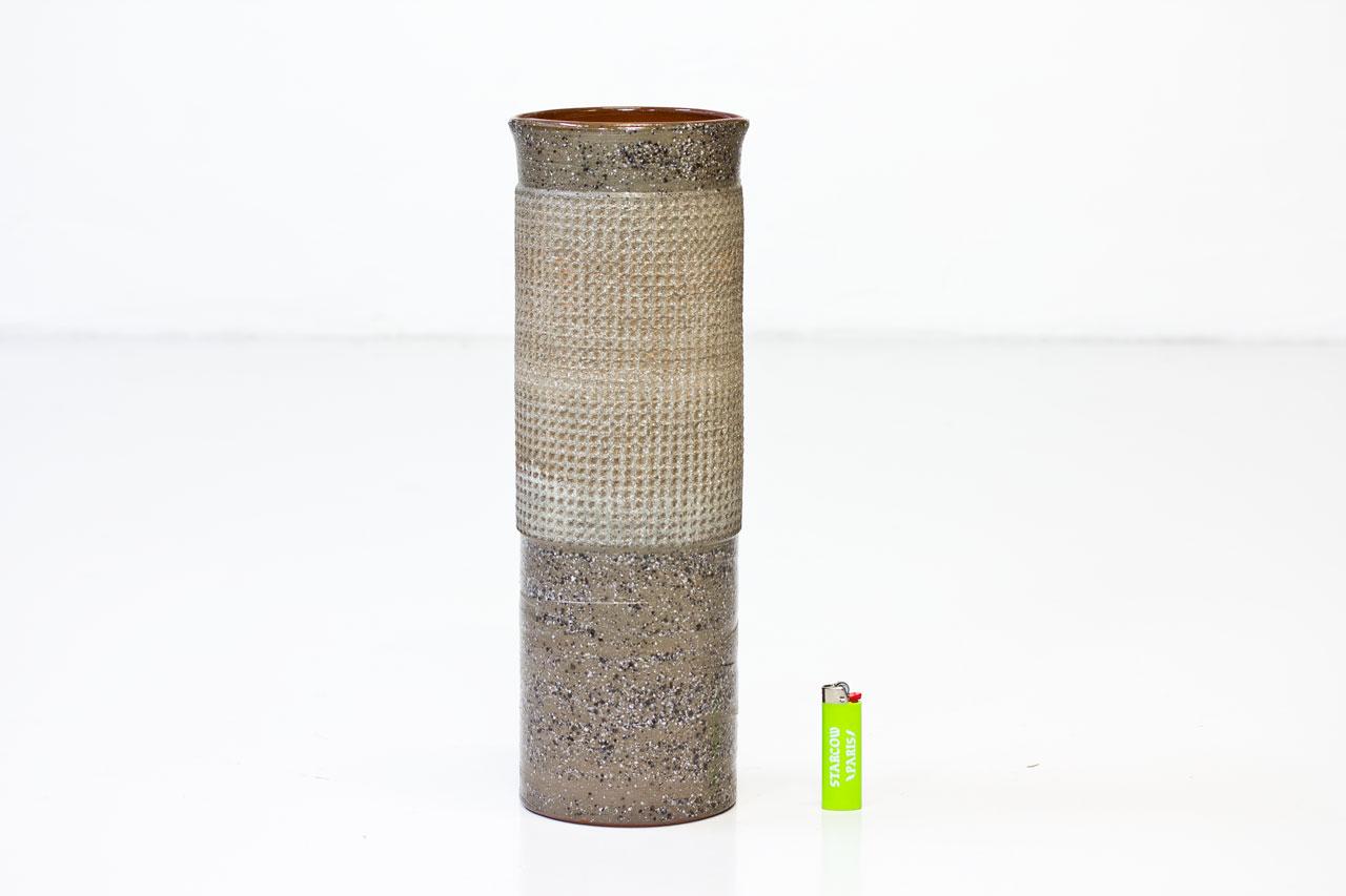 Swedish Ceramic Cylindrical Floor Vase by Thomas Hellström for Nittssjö, Sweden, 1960s