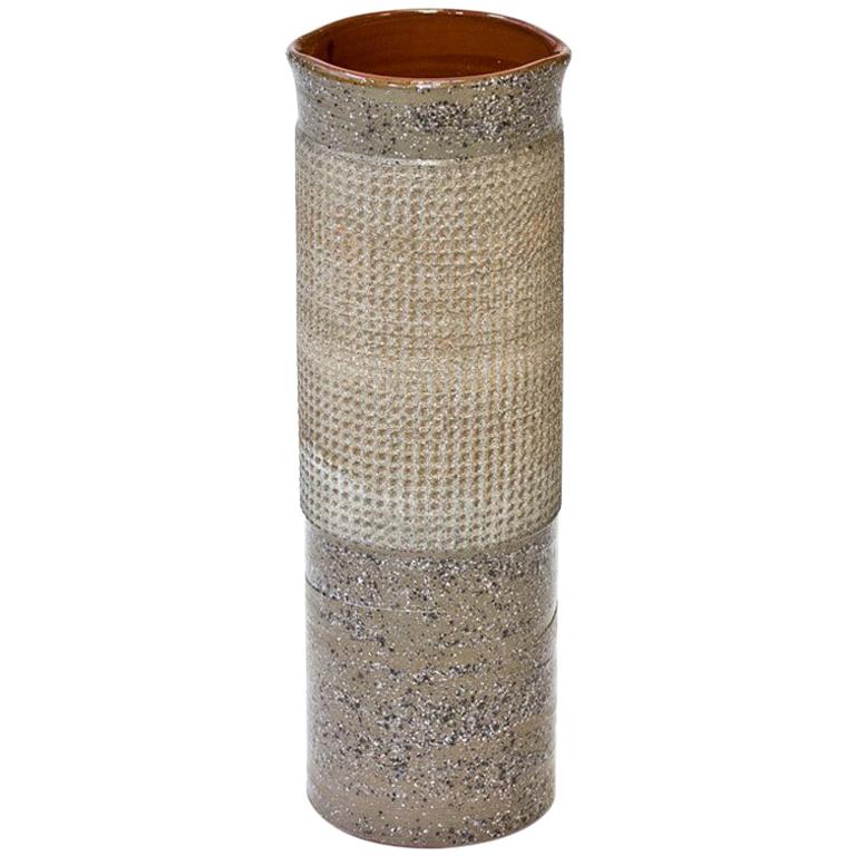 Ceramic Cylindrical Floor Vase by Thomas Hellström for Nittssjö, Sweden, 1960s