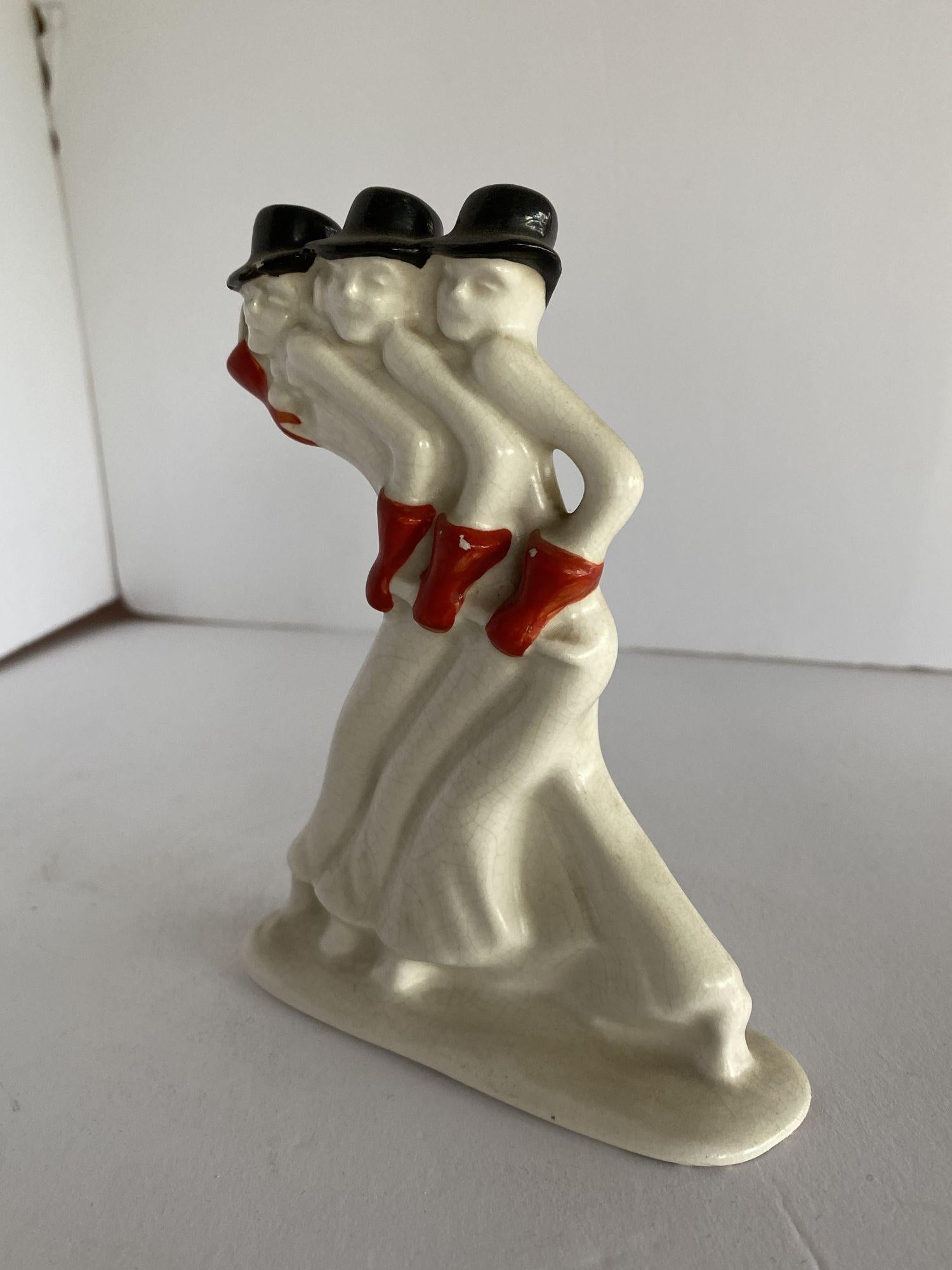 Art Deco Ceramic Dancing Showgirl , by Plateelbakkerij Zuid-Holland For Sale