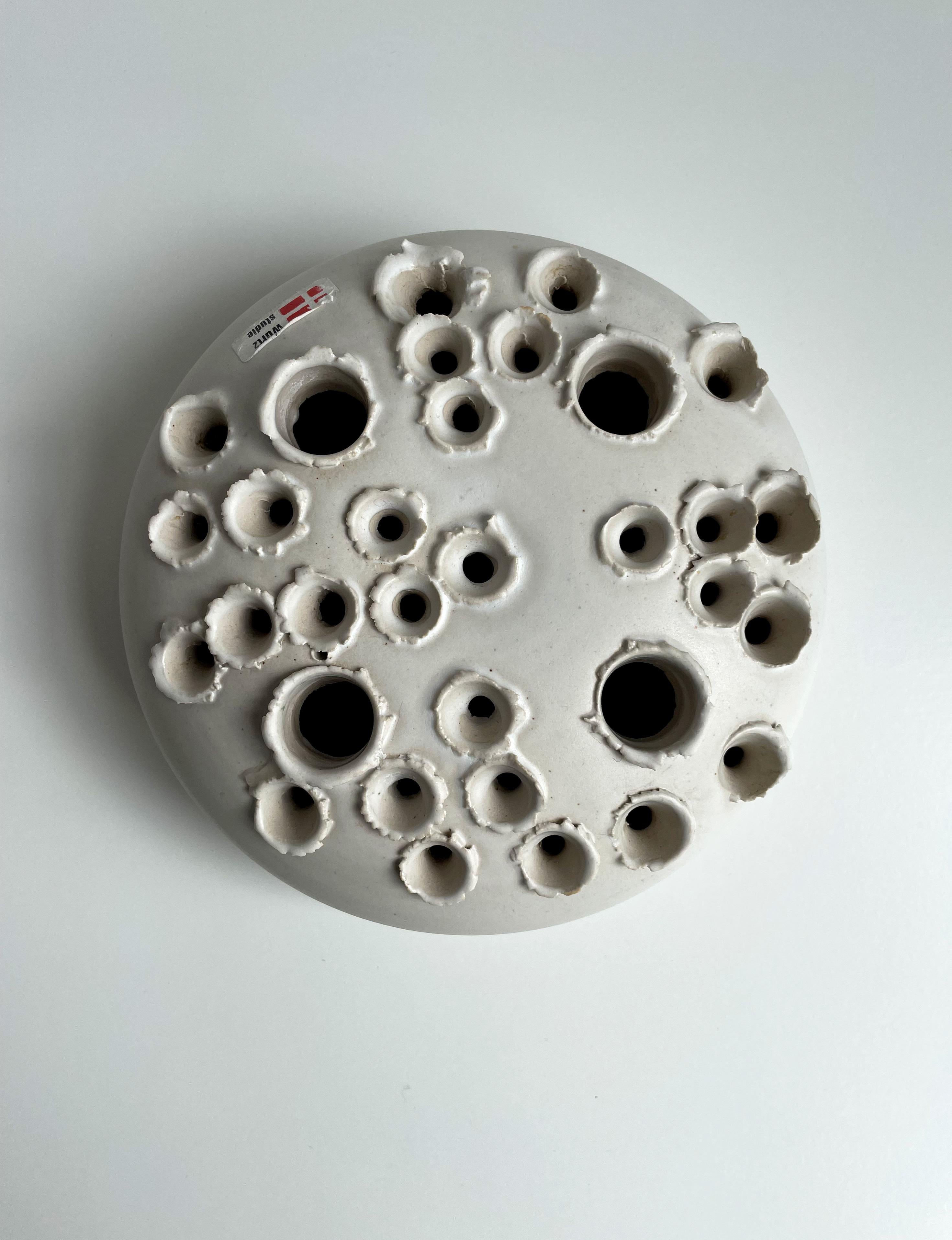 Ceramic Organic Modern Danish Ikebana Minimalist Candle Holder Vase, 1980s For Sale