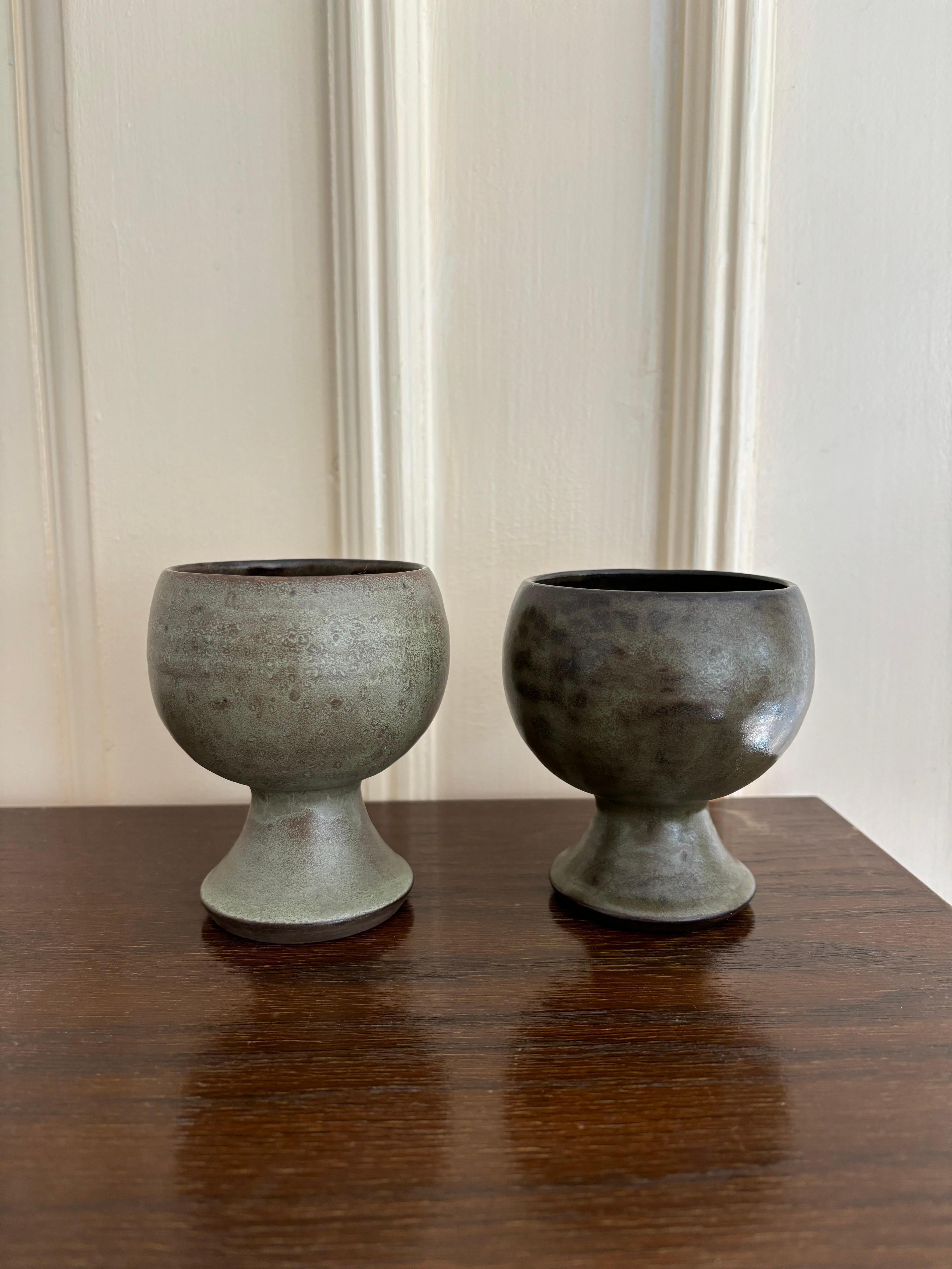 Danish Vintage Dark Glazed Ceramic Cups, Orø, 1981 For Sale