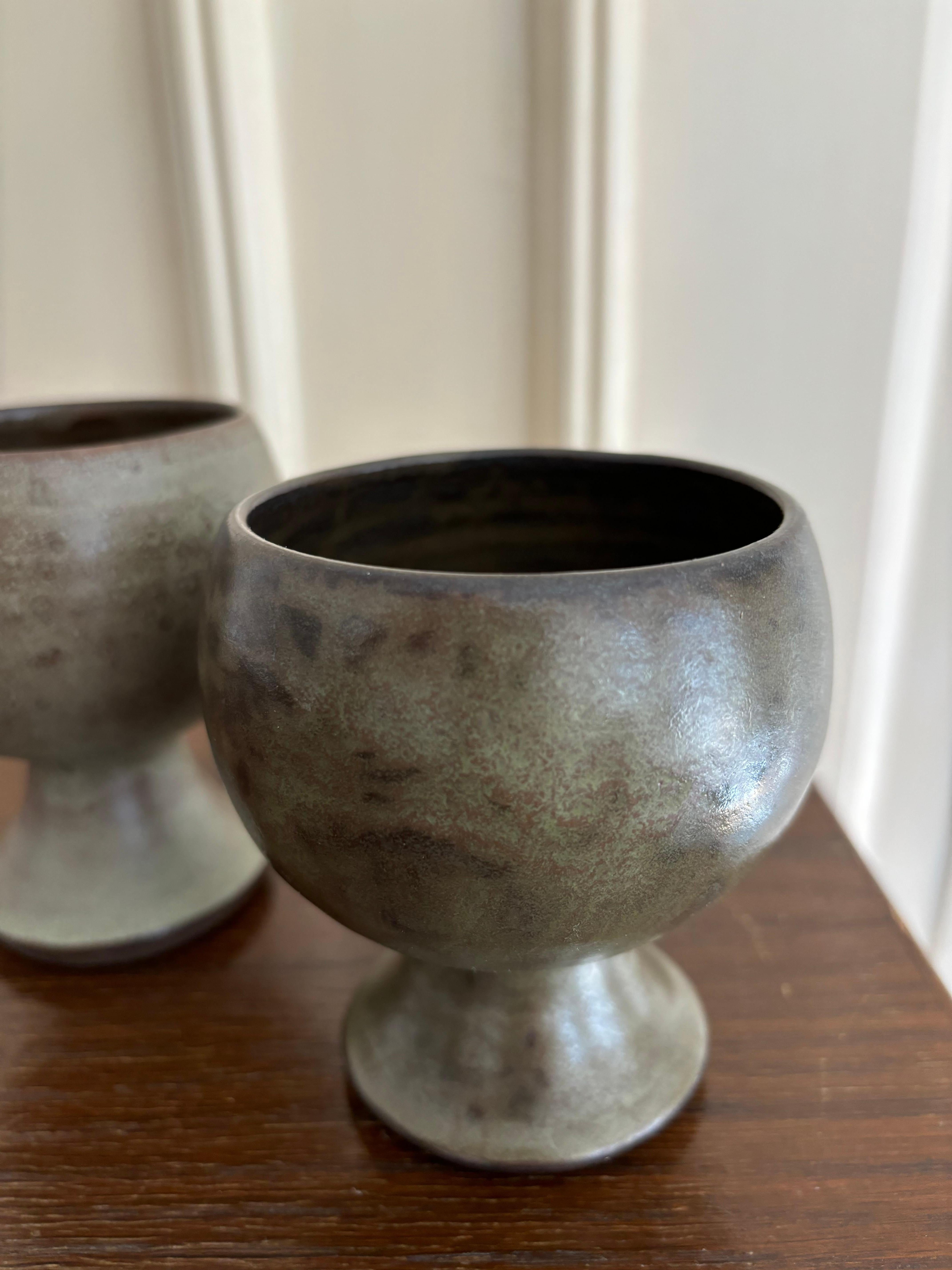 Vintage Dark Glazed Ceramic Cups, Orø, 1981 In Good Condition For Sale In Copenhagen, DK