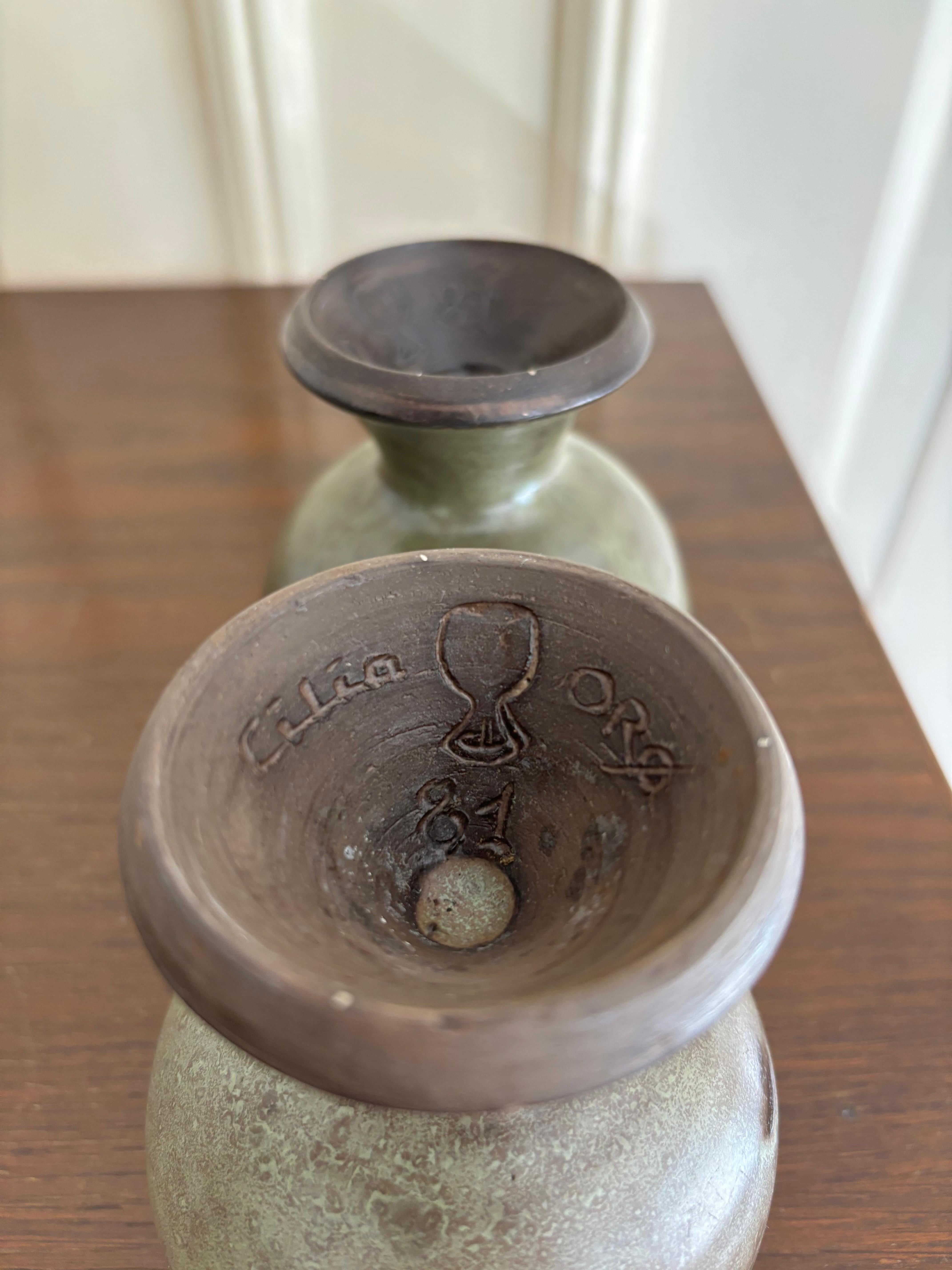 Vintage Dark Glazed Ceramic Cups, Orø, 1981 For Sale 1