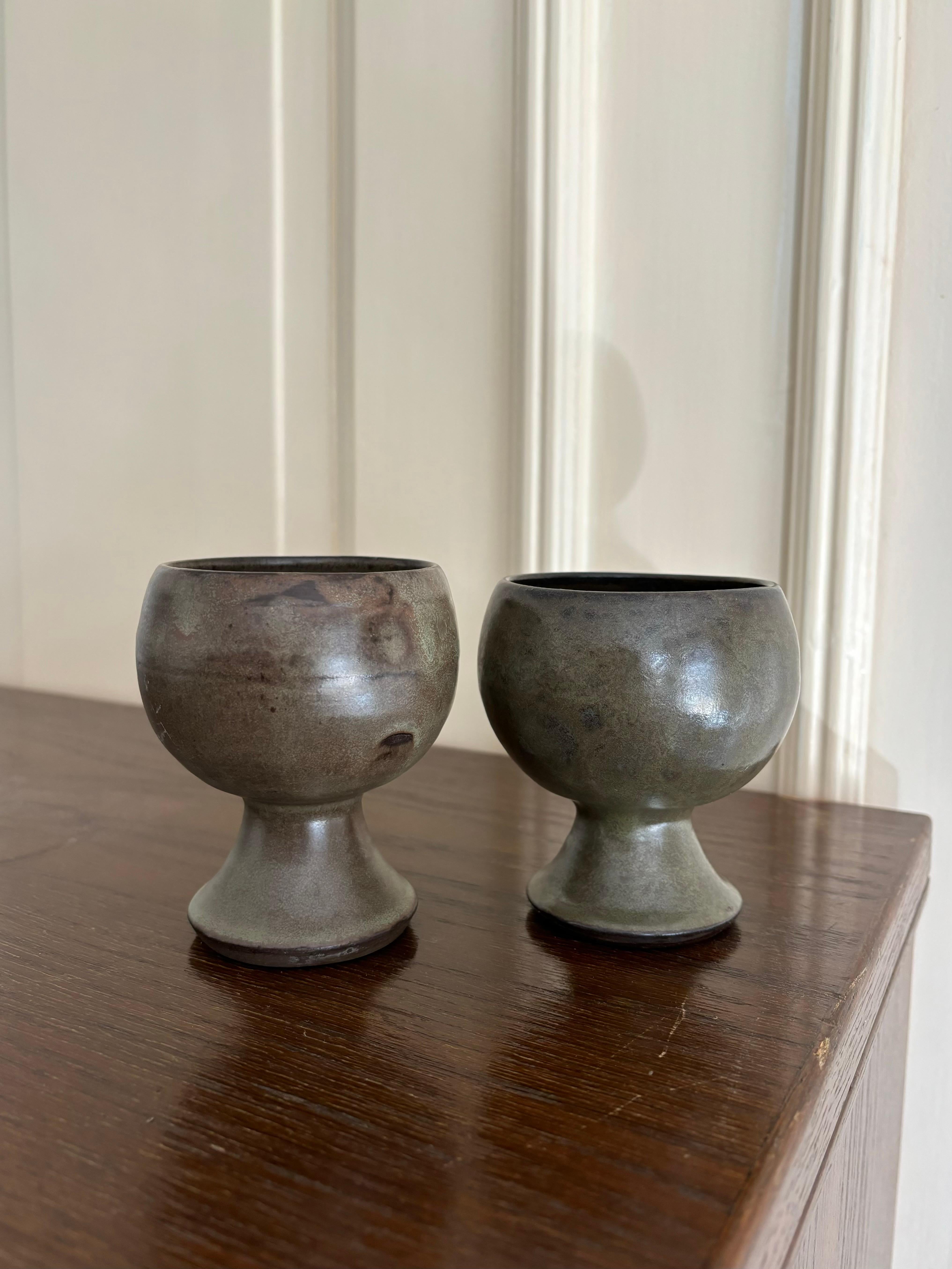 Vintage Dark Glazed Ceramic Cups, Orø, 1981 For Sale 2